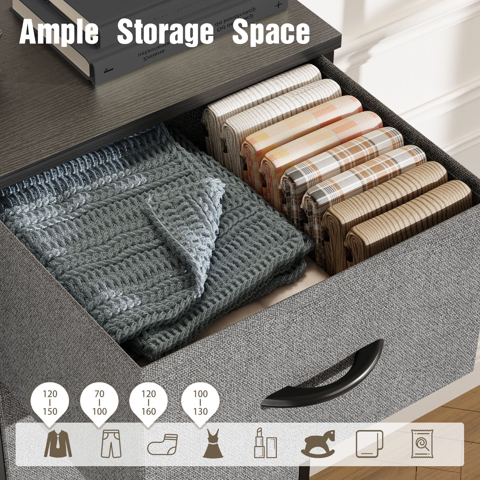 sweetcrispy Dresser for Bedroom Storage Drawers, Fabric Storage Tower with 11 Drawers Sturdy Metal Frame Gray