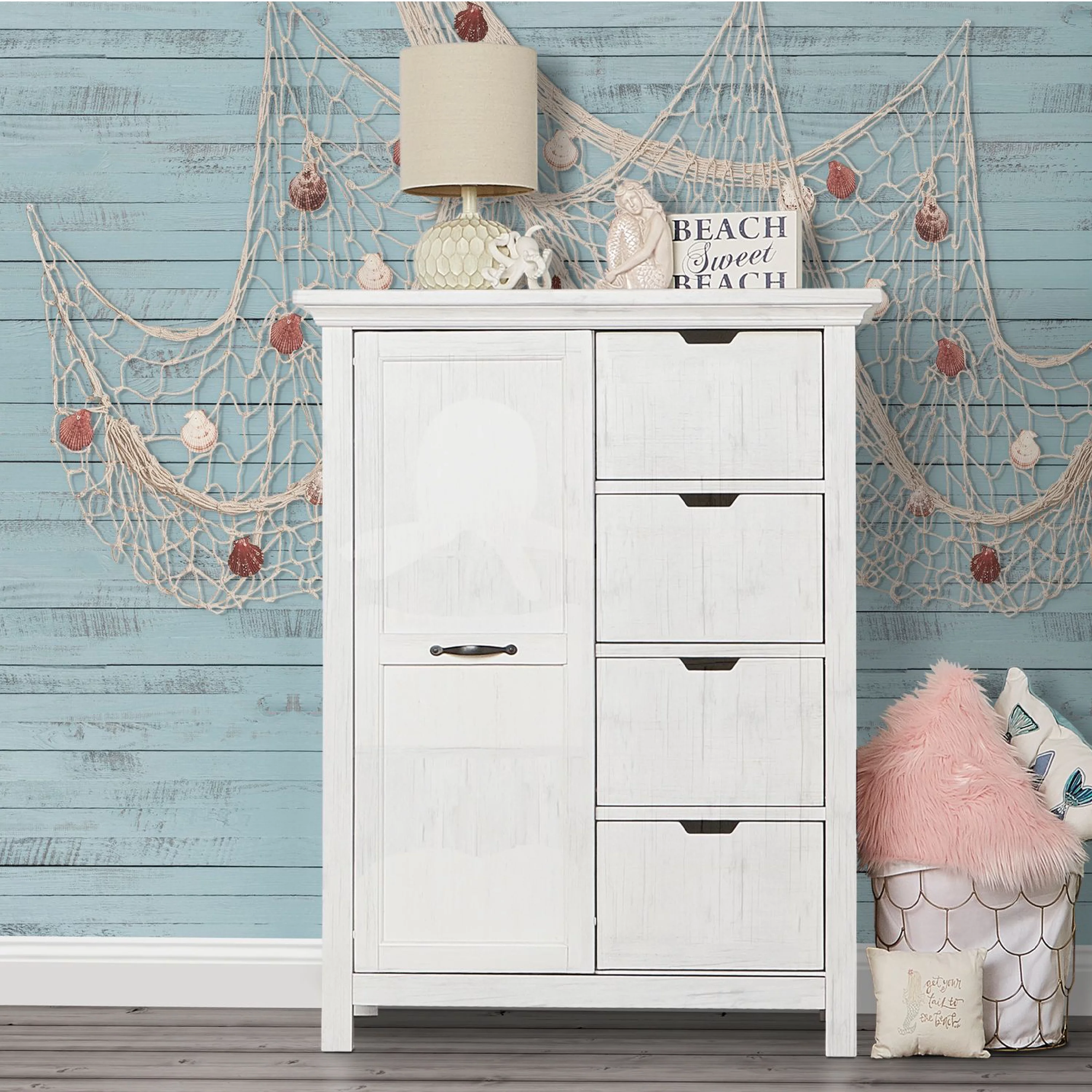evolur Belmar Tall Chest - Weathered White