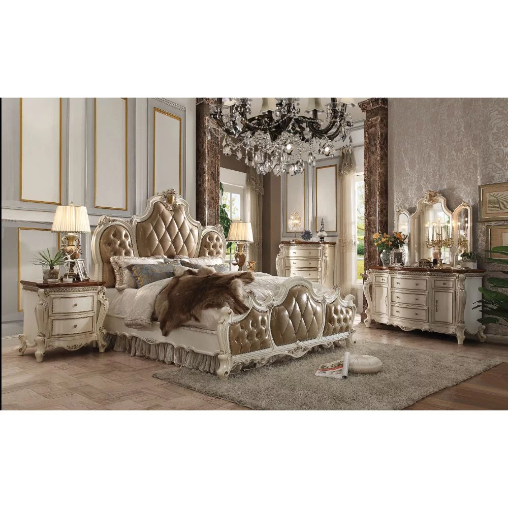 ACME  3 Piece Picardy California King Size Bed - PU & Antique Pearl - 78 x 93 x 85 in.