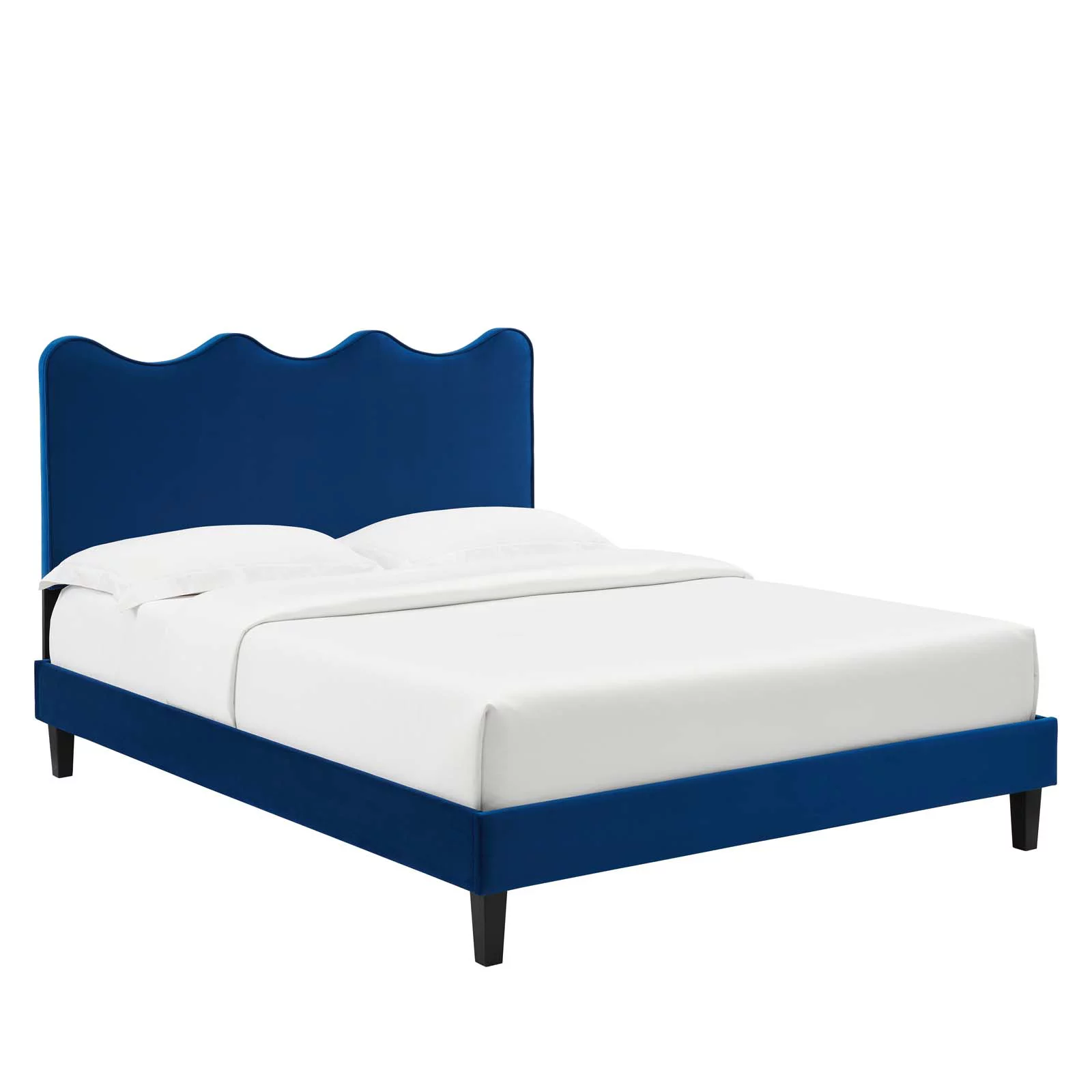 Modway Current Performance Velvet Twin Platform Bed in Navy