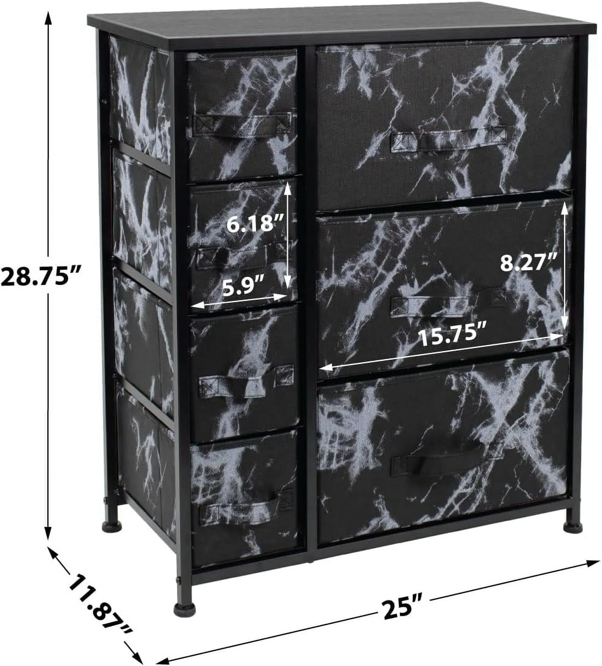 Dresser With 7 Drawers - Chest Organizer Tower Unit With Steel Frame, Wood Top, Easy Pull Fabric Bins - Storage Furniture For Bedroom, Hallway, Closet & Office Organization