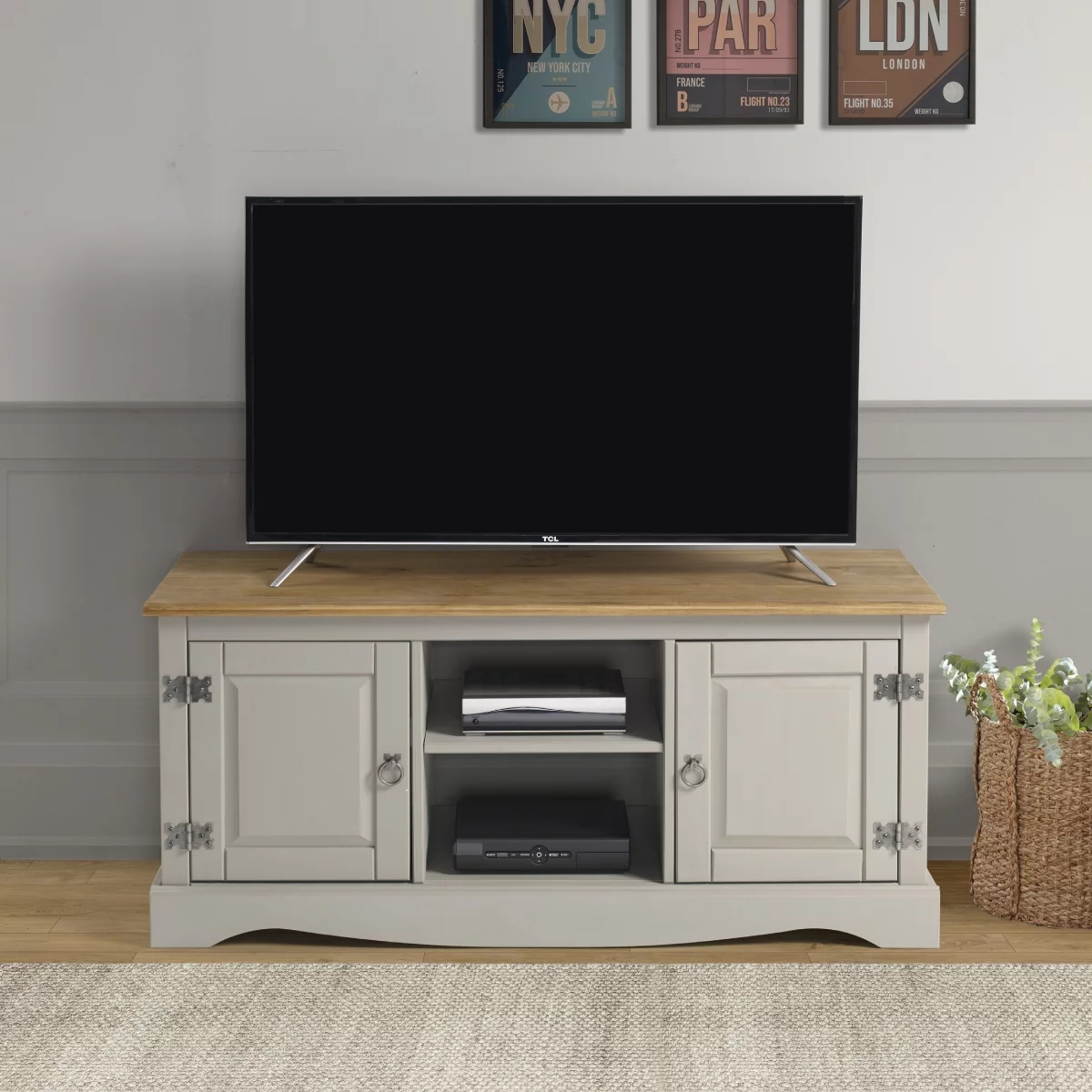 Wood TV Entertainment Stand Corona Gray | Furniture Dash COG904