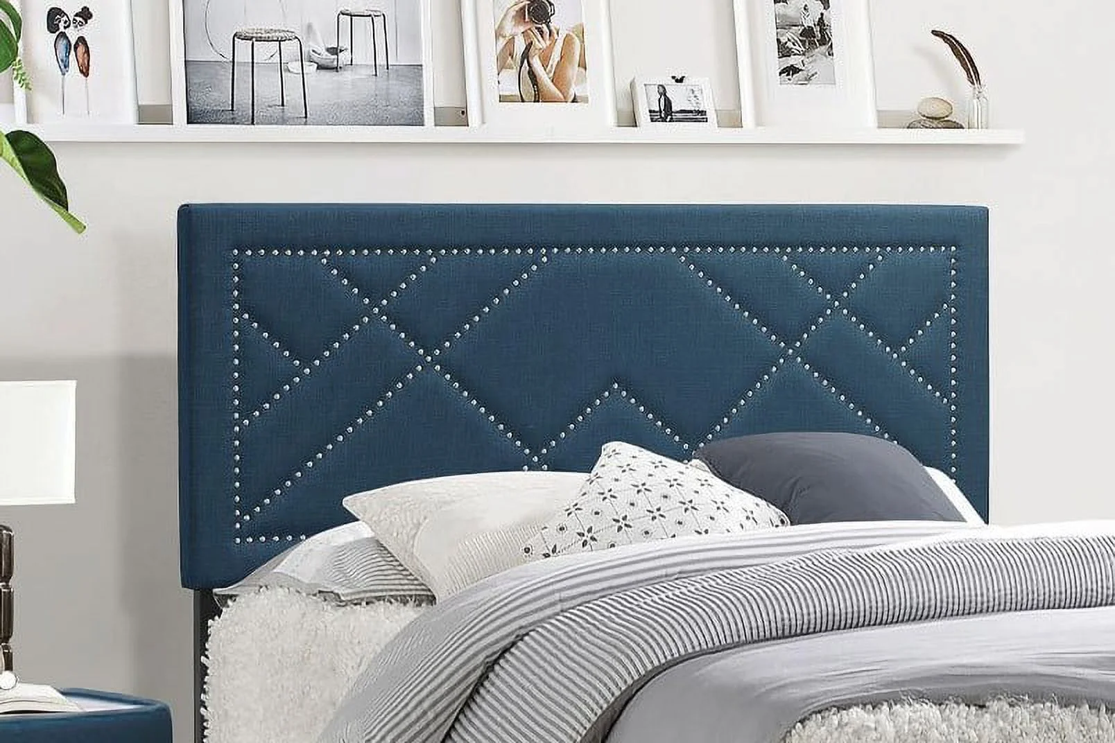 1pc Modern Dark Teal Color Sleek Design Eastern King Size Bed Bedroom Furniture