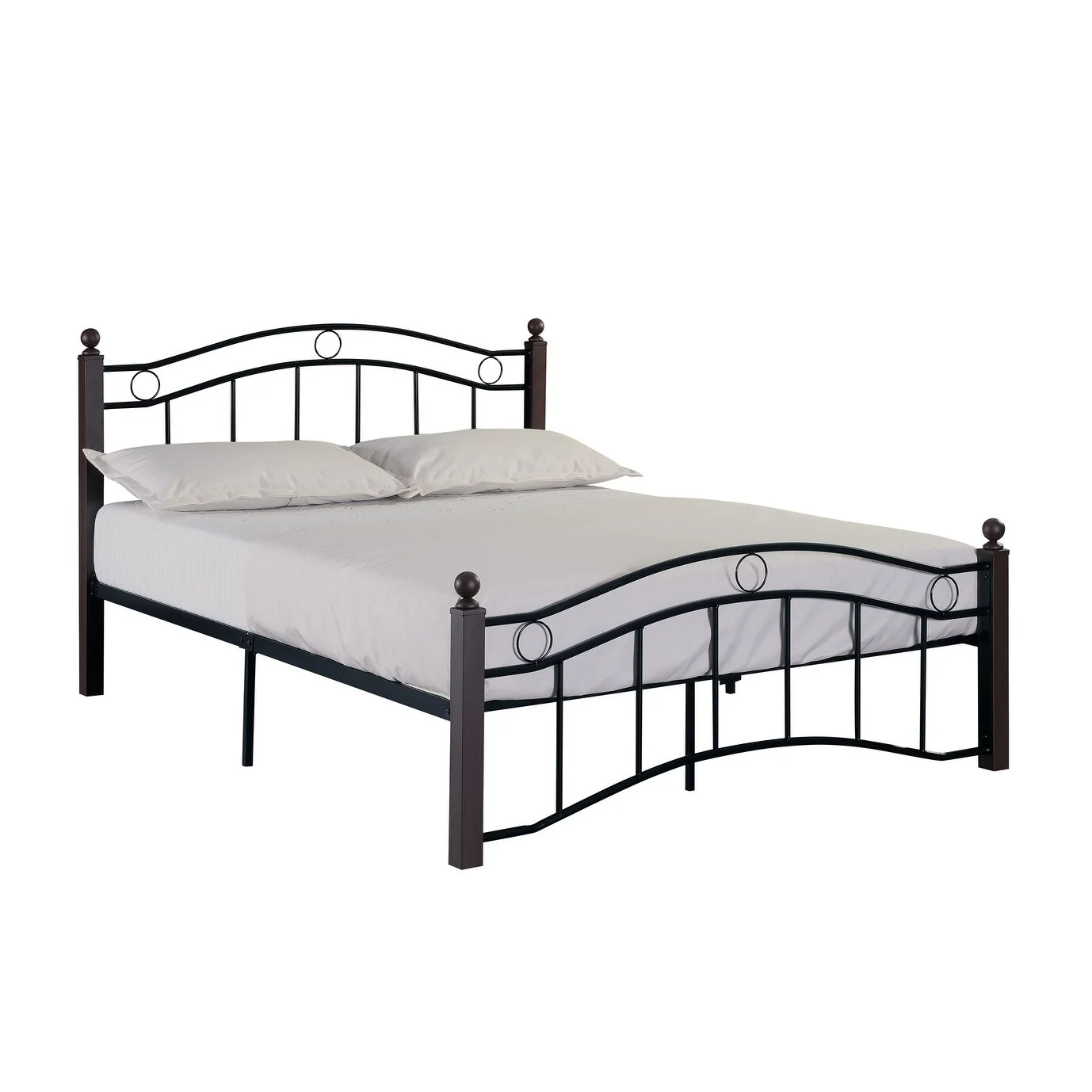 Tatayosi Platform Metal Bed with Headboard and Footboard, Black Matte Black Queen