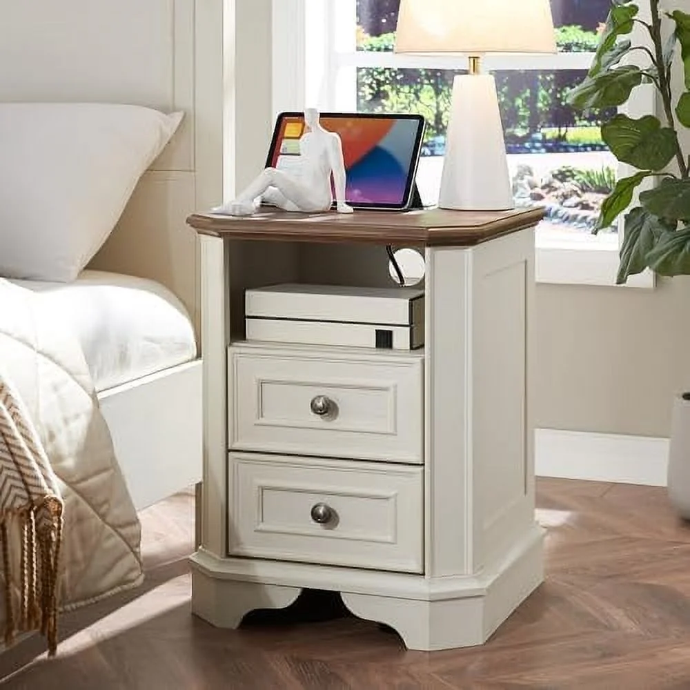 HBBOOMLIFE Farmhouse 7 Drawers Dresser Chests for Bedroom Wood Rustic Tall Chest of Drawers Dressers Organizer for Bedroom Living Room Hallway Antique White