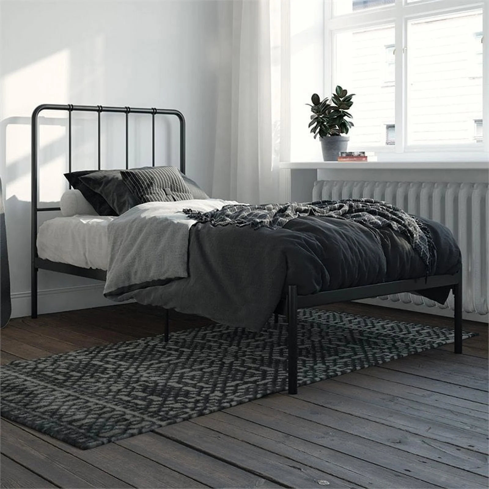 DHP Aubrey Twin Metal Spindle Bed in Black