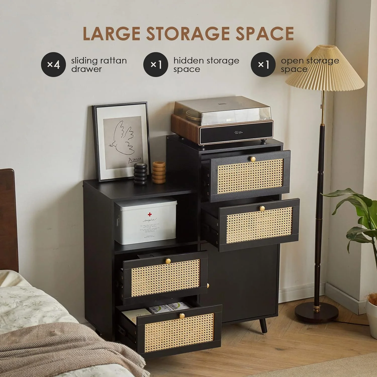JanflyHome 4 Drawers Dresser, 42.8