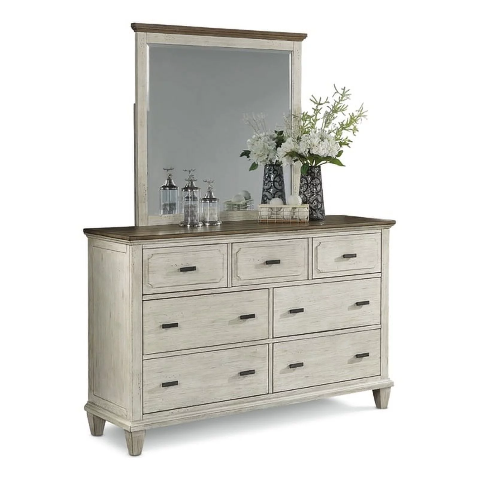 Home Square 4-Piece Set with Queen Bed & 2 Nightstands with 3 Drawers & Dresser