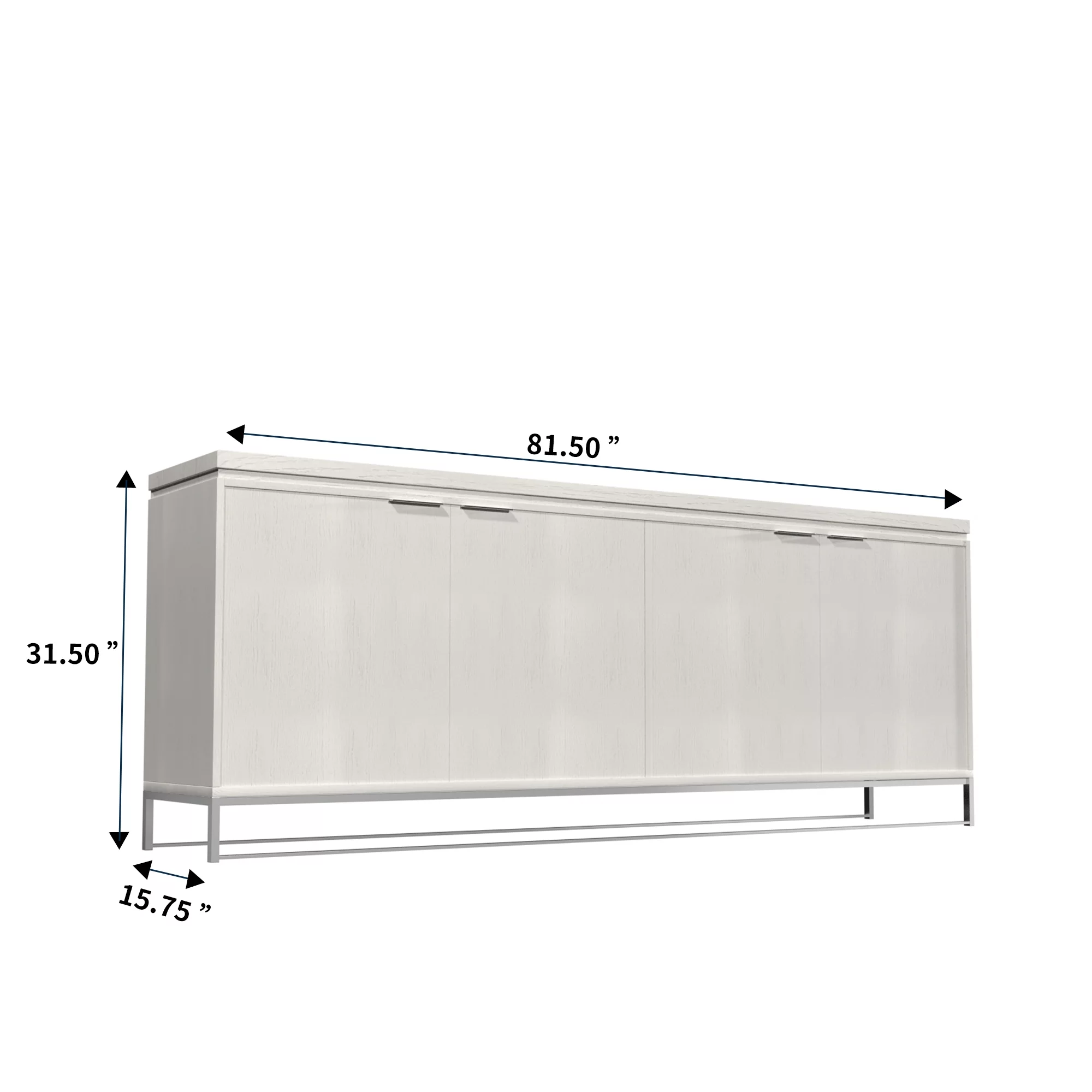 Clihome 4-Door Accent Sideboard Storage Cabinet with Adjustable Shelves, White Modern Sideboard Buffet Cabinet for Kitchen, Dining Room, Living Room, Entryway