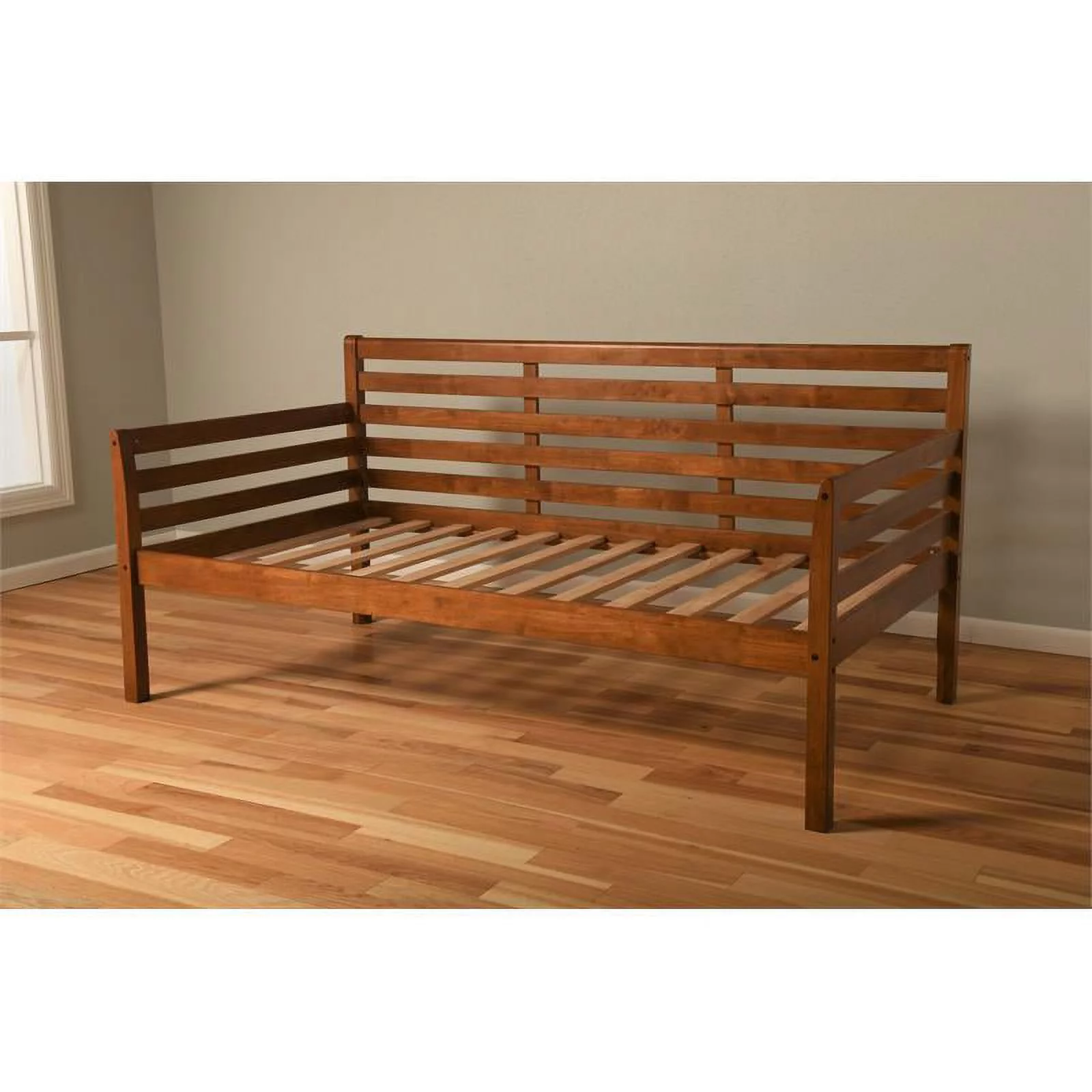 Kodiak Furniture Boho Twin Traditional Solid Wood Daybed in Medium Brown