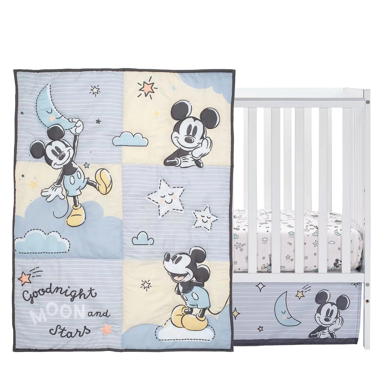 Lambs & Ivy Disney Baby Moonlight Mickey Mouse 3-Piece Nursery Crib Bedding Set