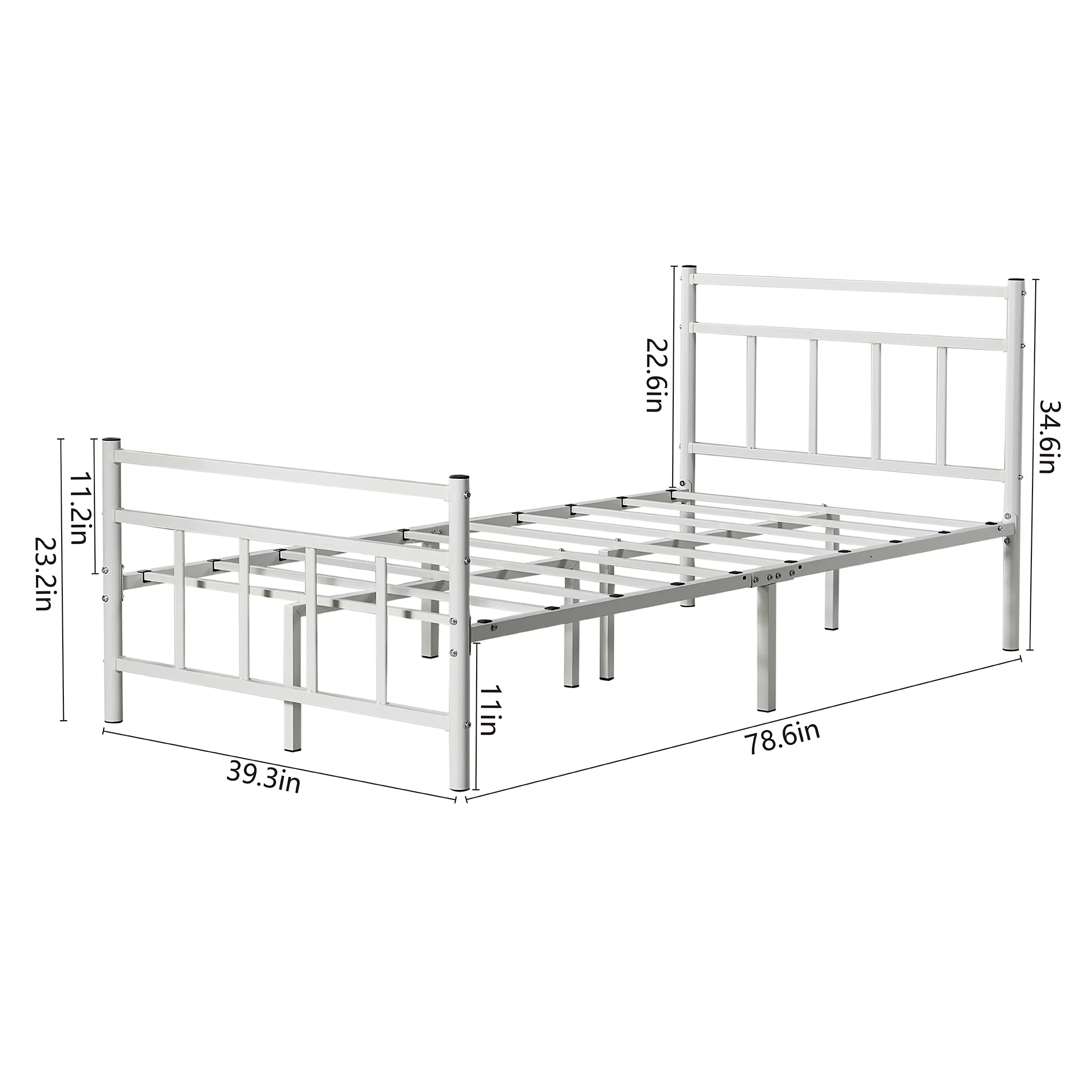 JAKOOLA Bed Frame Twin With Headboard Heavy Duty Supports Mattress Foundation,Platform Base Box Spring Replacement,White