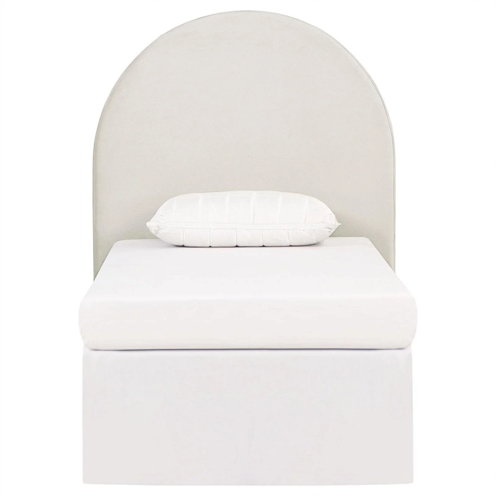 Pemberly Row Transitional Velvet Upholstered Arched Twin Headboard Ivory