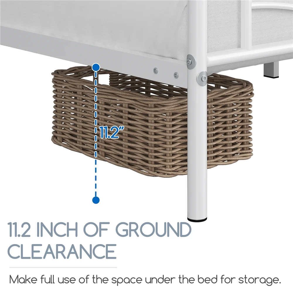 Topeakmart Metal Platform Bed with Cloud-inspired Design Headboard, Twin XL, White
