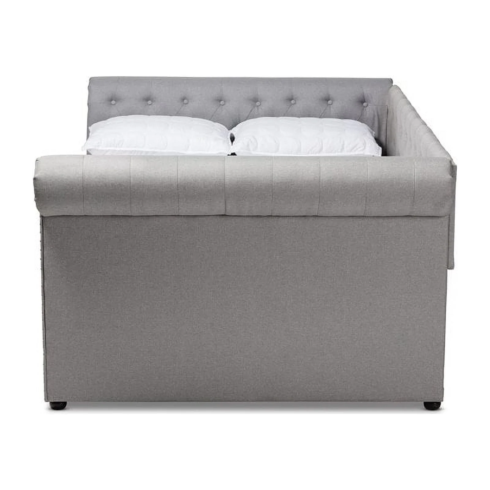 Bowery Hill Mid-Century Fabric/Wood Tufted Queen Daybed in Gray