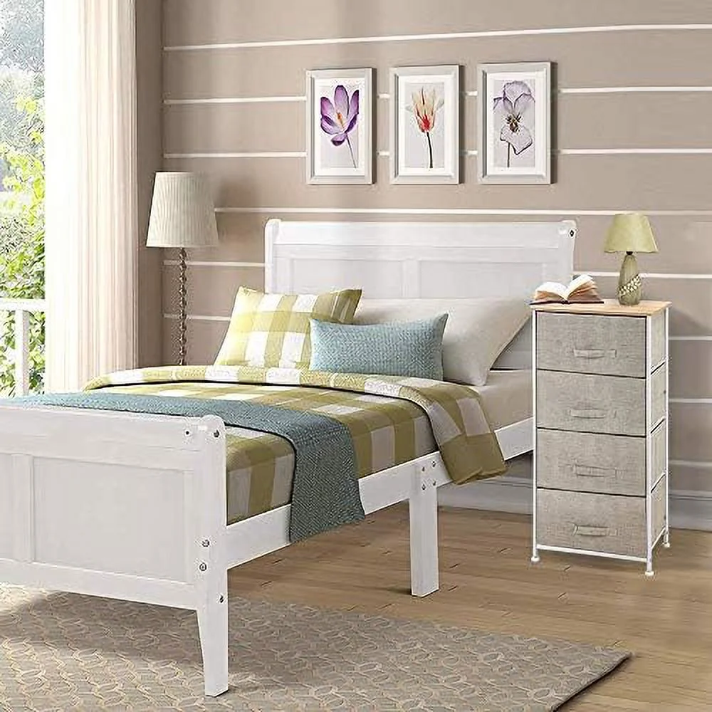 HBBOOMLIFE 4-Tier 4 Drawers Fabric Dresser  Sturdy Steel Frame Closet Drawers Wood Top Clothes Organizer  Unit for Toys Clothes Etc Cube Dresser Organizer 17.75" x 11.87" x 37.50&