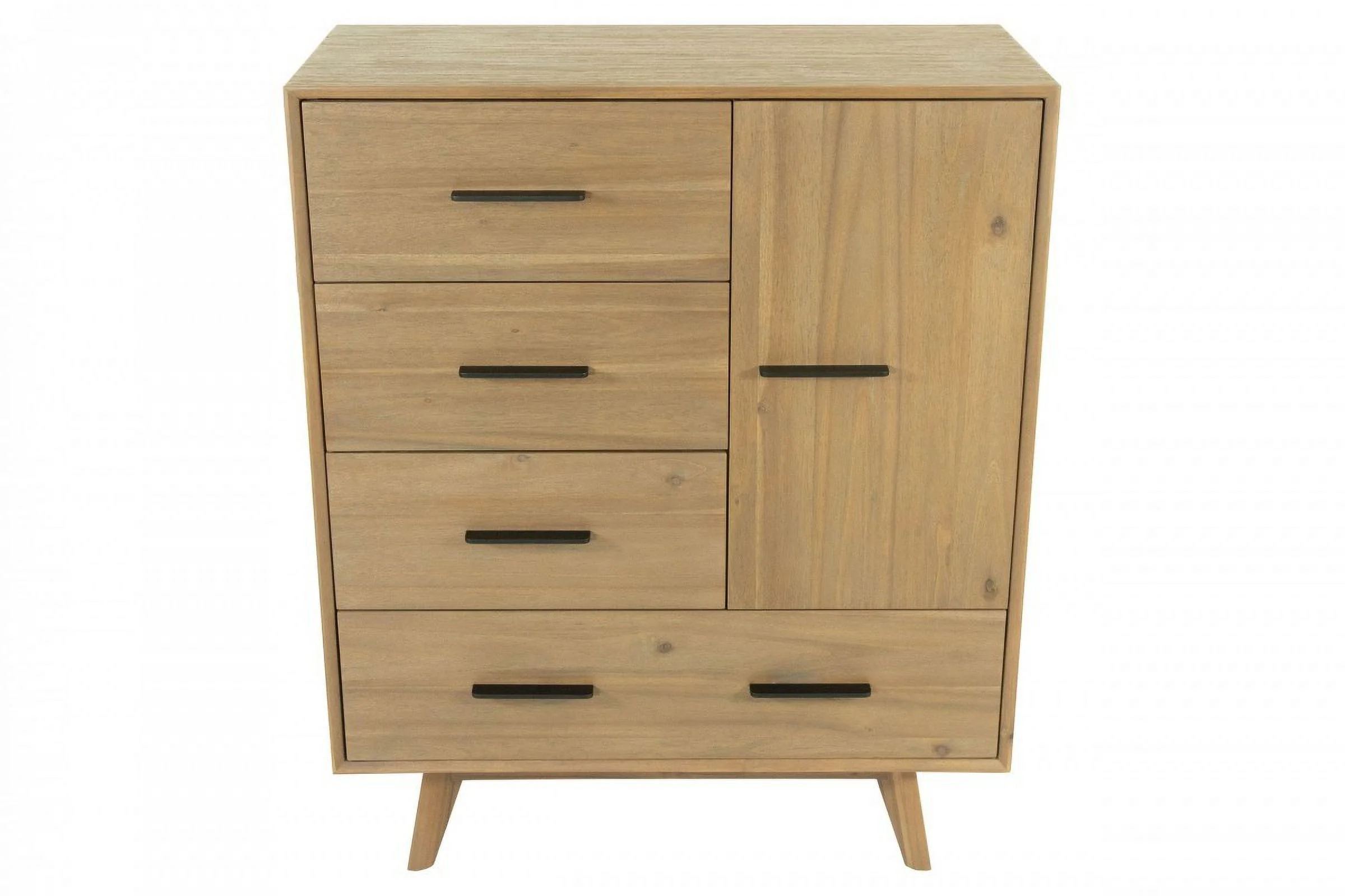 HomeRoots 473078 47 x 39 x 17 in. Walnut Solid Wood Four Drawers Gentlemans Chest