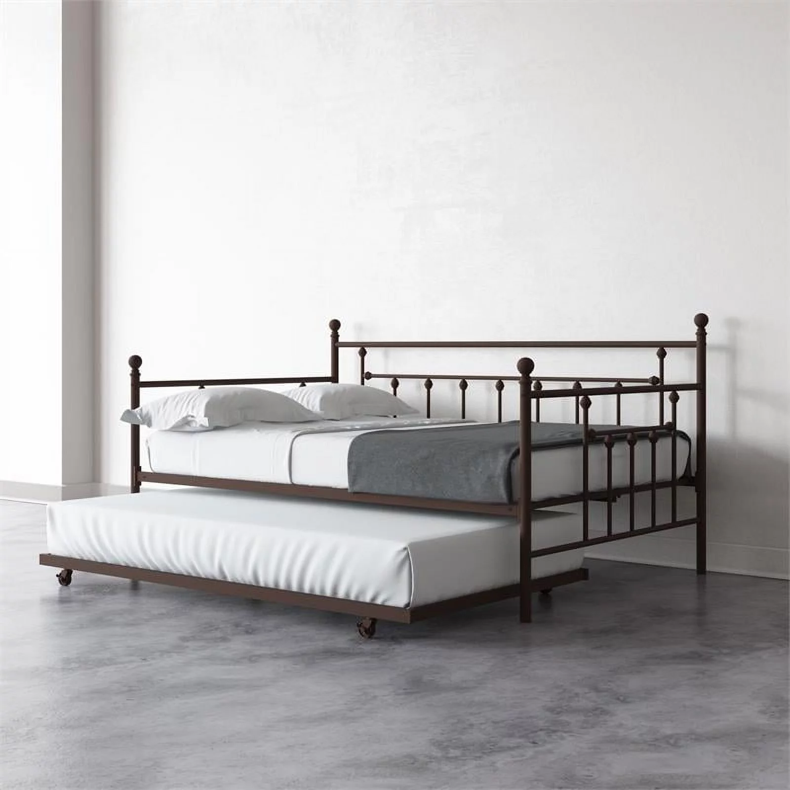 Pemberly Row Victorian Design Modern Metal Daybed and Trundle in Bronze