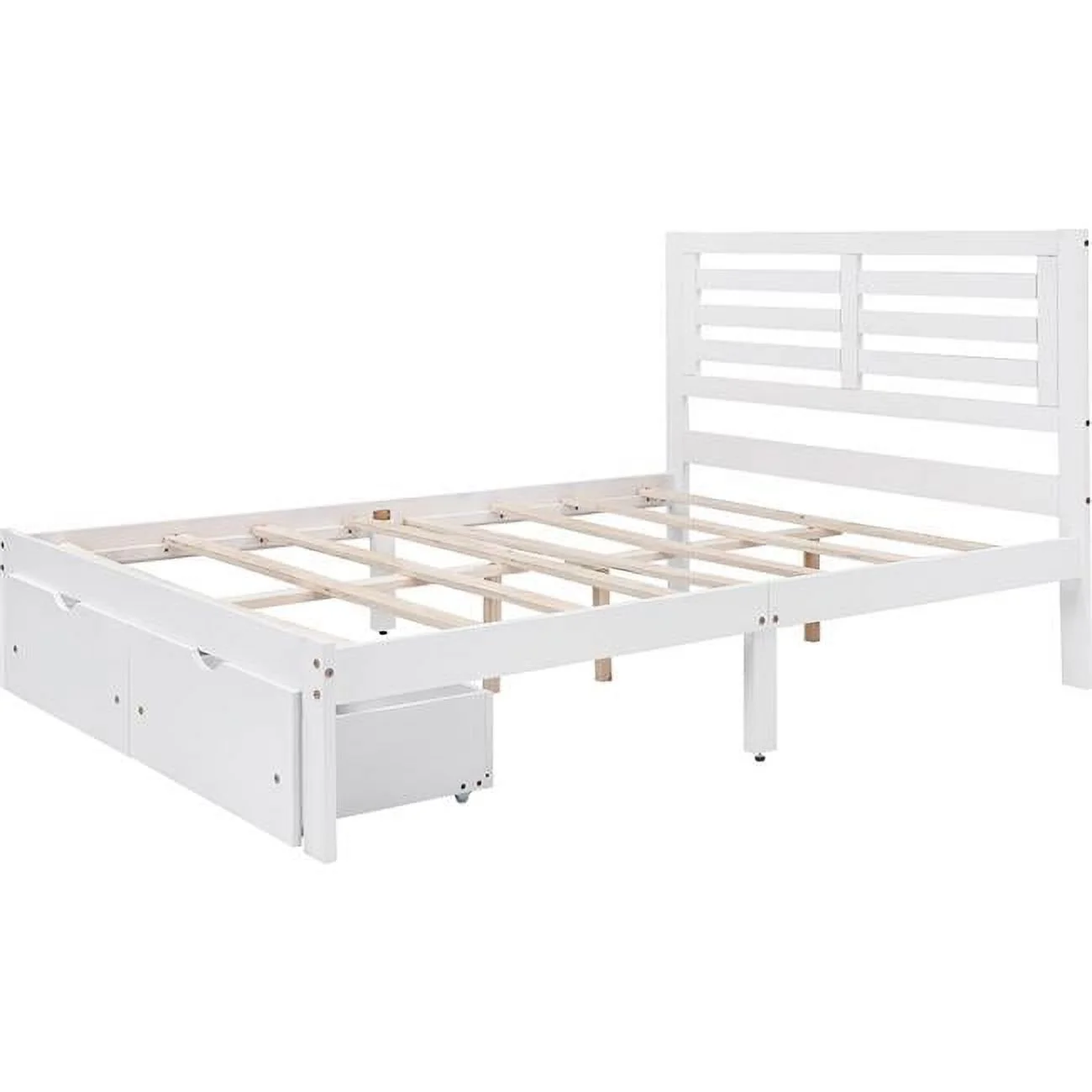 HomeRoots 41 x 54 x 75 in. Full & Double Size White Bed