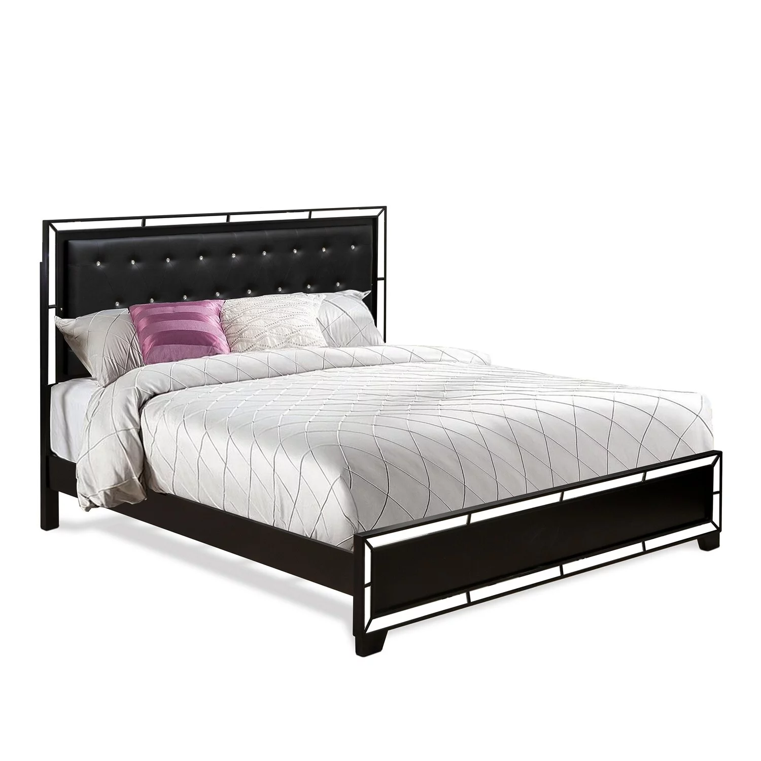 East West Furniture Nella Traditional Engineered Wood King Bed in Black