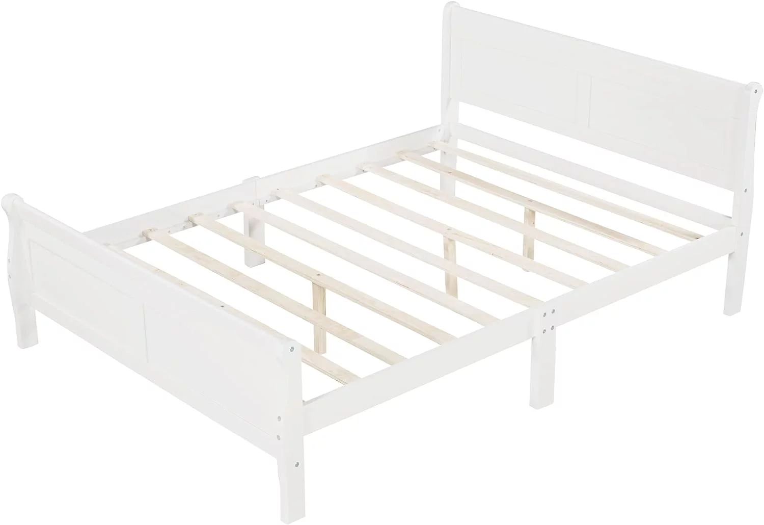 Classic Full Size Wood Platform Bed With Headboard/Footboard/Wood Slat Support And Solid Wood Legs, No Box Spring Needed (Pure White)