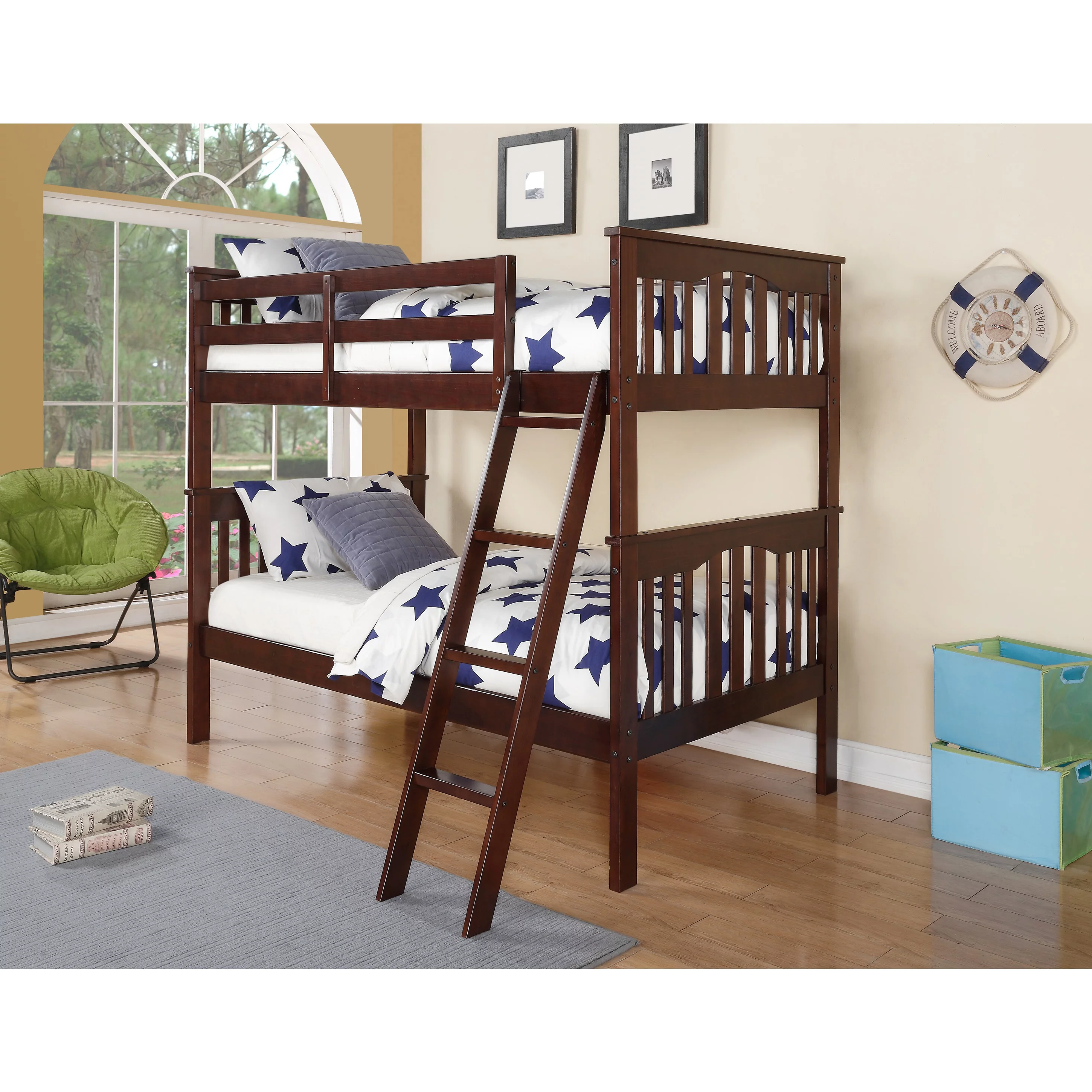 Franklin Bunk Bed Twin Over Twin in Walnut Finish
