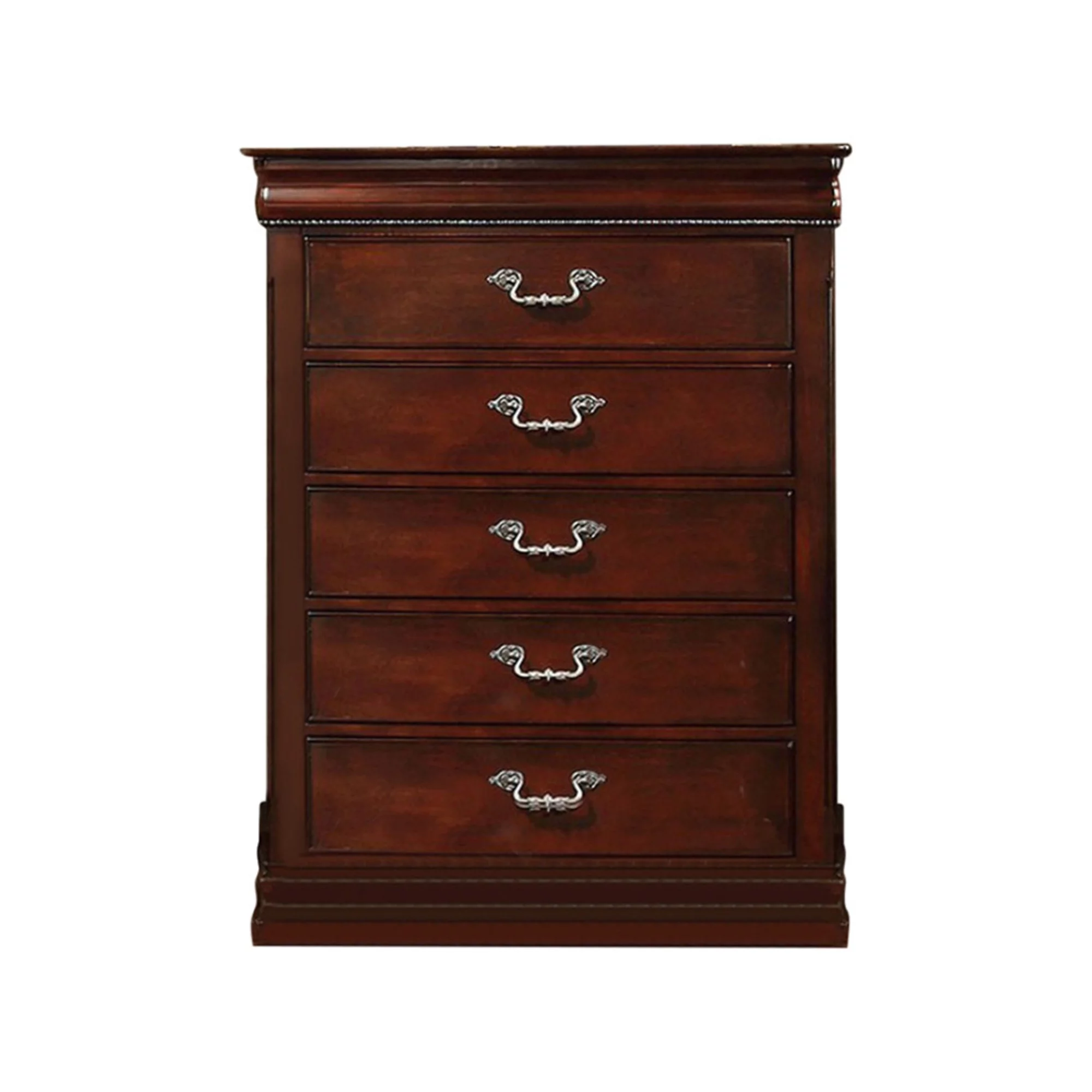 Benzara Traditional Style Wooden Bedroom Chest, Cherry Brown
