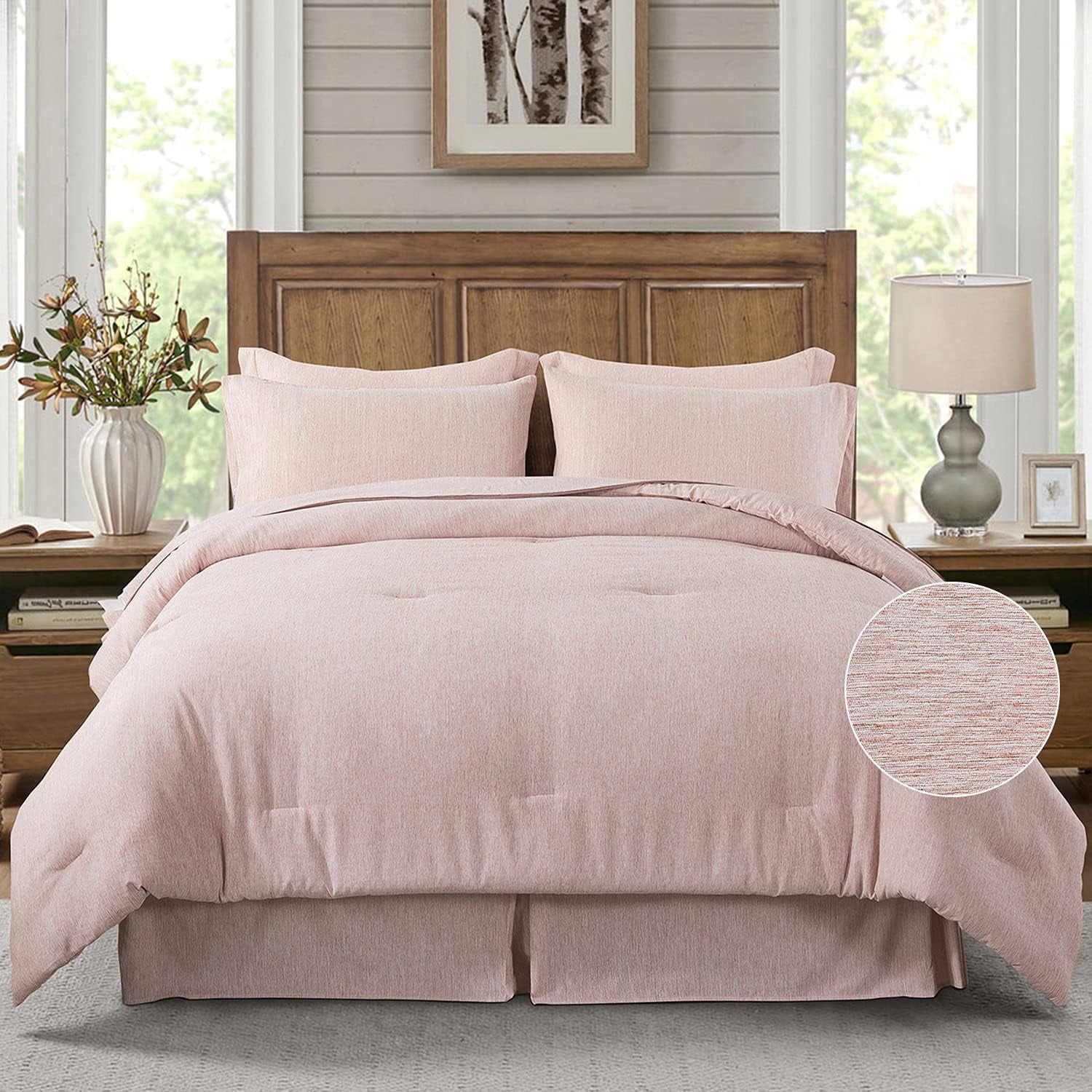 Cal King Comforter Set Bed In A Bag, 8 Piece Cationic Dyeing Comforter Set With 2 Pillow Shams And Sheet Set, Ultra Soft Microfiber All Season Down Alternative Comforter Set,