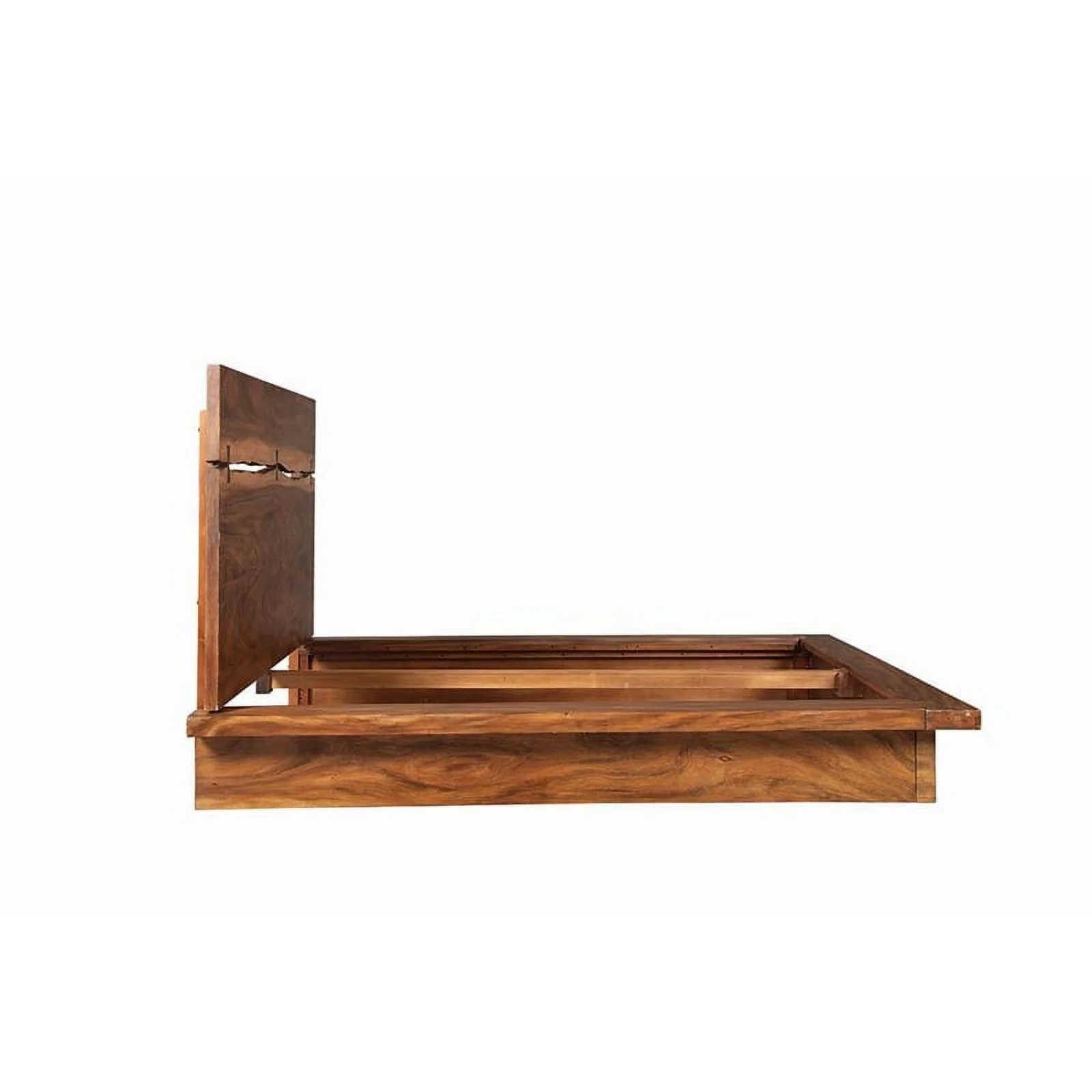 Pemberly Row Farmhouse Wood Eastern King Bed Smokey Walnut and Brown