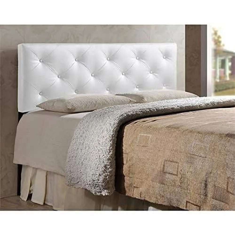 Modern Faux Leather Tufted Full Size Panel Headboard In White