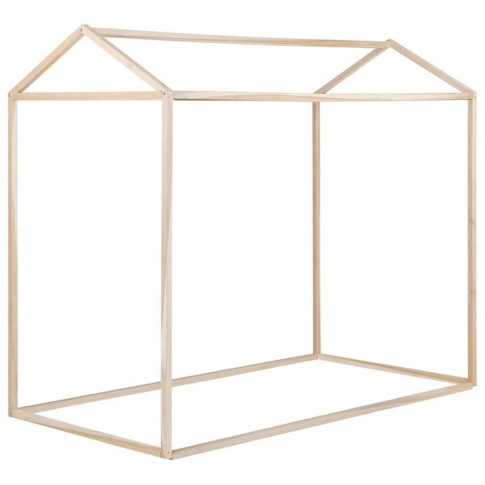 Pemberly Row Twin Canopy Bed Frame in Natural Poplar