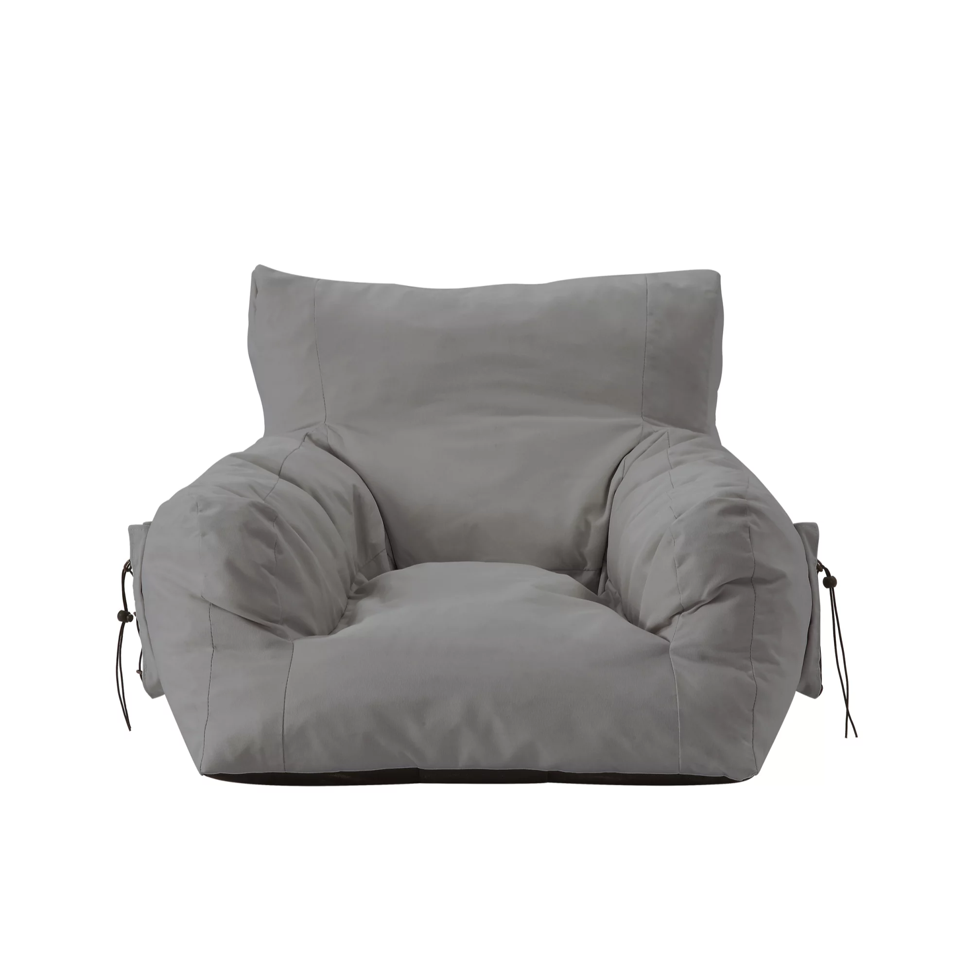 Loungie Comfy Foam Bean Bag Chair Nylon Indoor/ Outdoor Self Expanding Water Resistant Light Gray