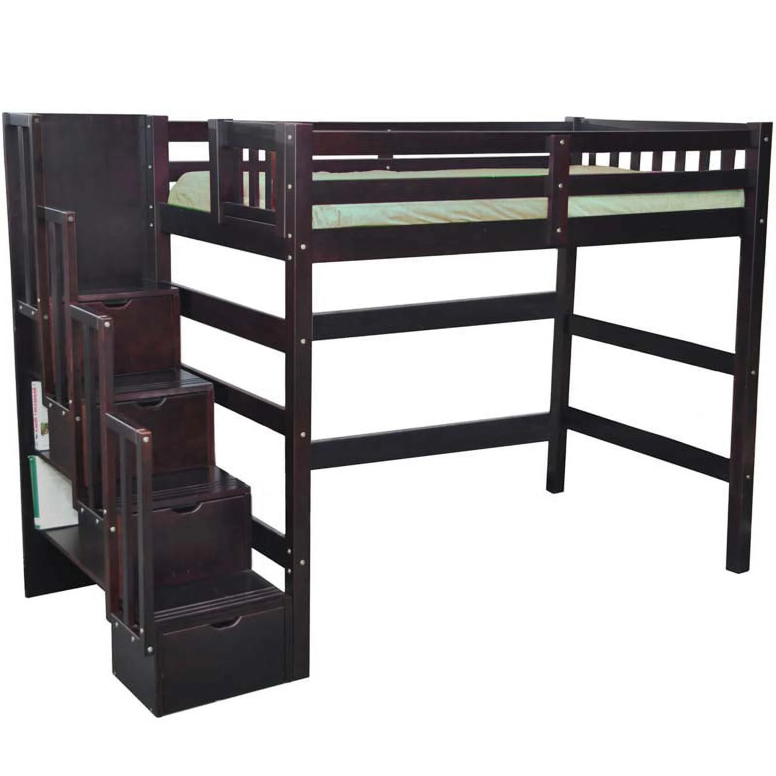 Encore Stairway Twin Loft Bed Espresso