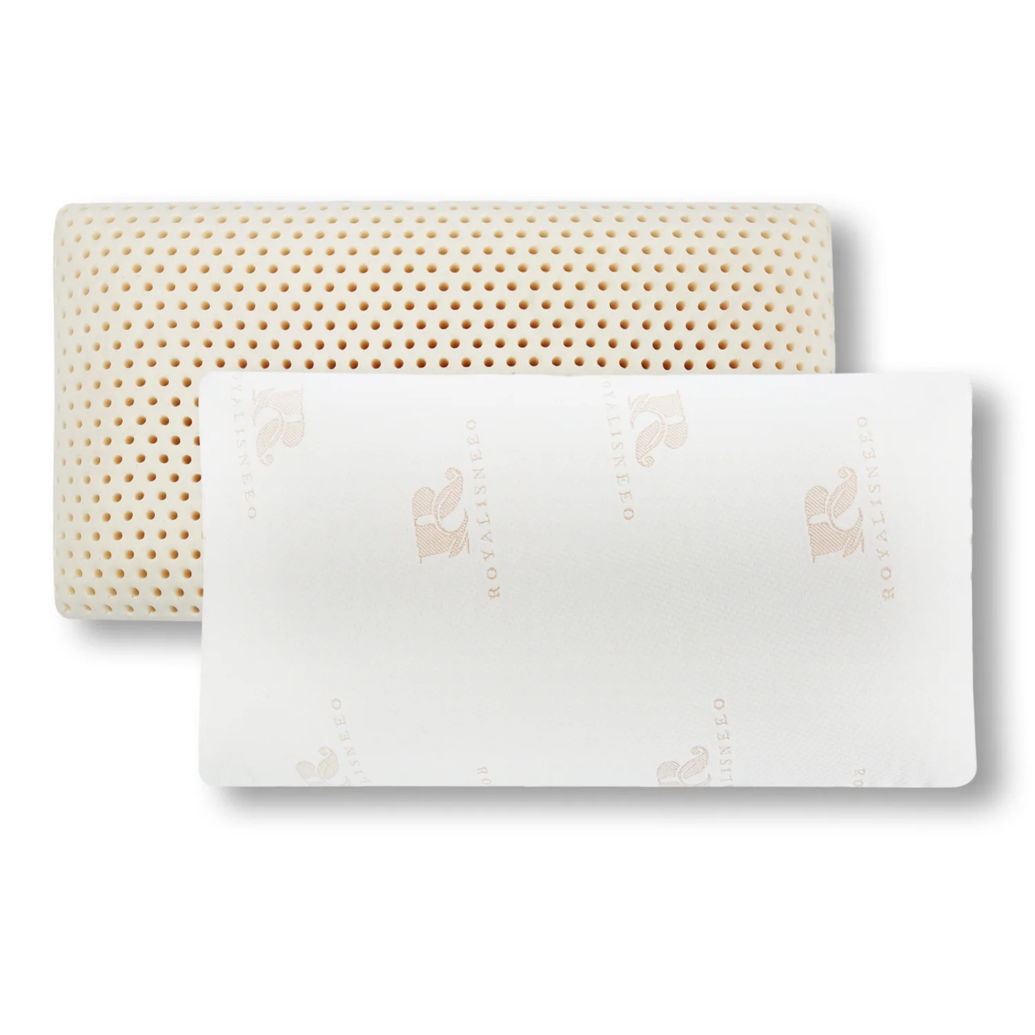 Royalisneeo 100% Talalay Natural Latex Pillow, Medium Support Bed Pillow Helps Relieve Pressure,Perfect Package Best Gift with Removable Cotton Cover for Back, Stomach and Side Sleepers