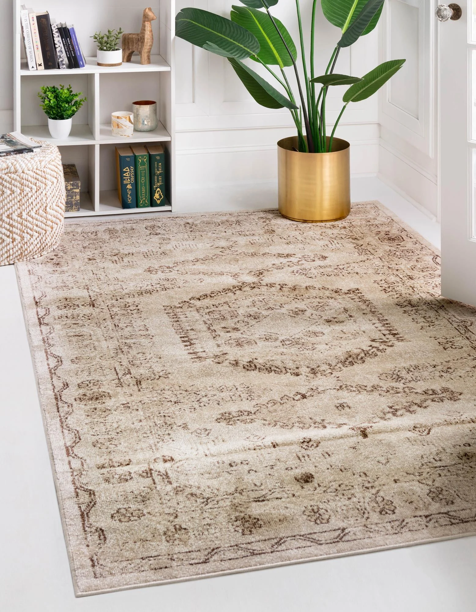Unique Loom Larissa Utopia Rug Beige/Cream 8' x 10' Rectangle Border Tribal Perfect For Living Room Bed Room Dining Room Office