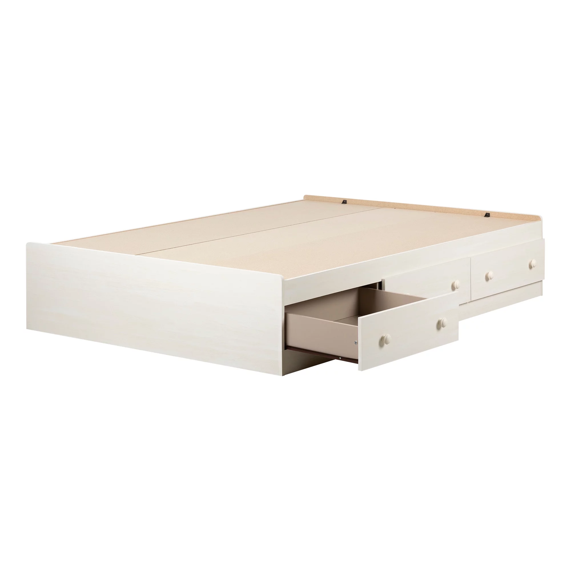 South Shore Summer Breeze Full Mates Bed (54'') with 3 Drawers, White Wash