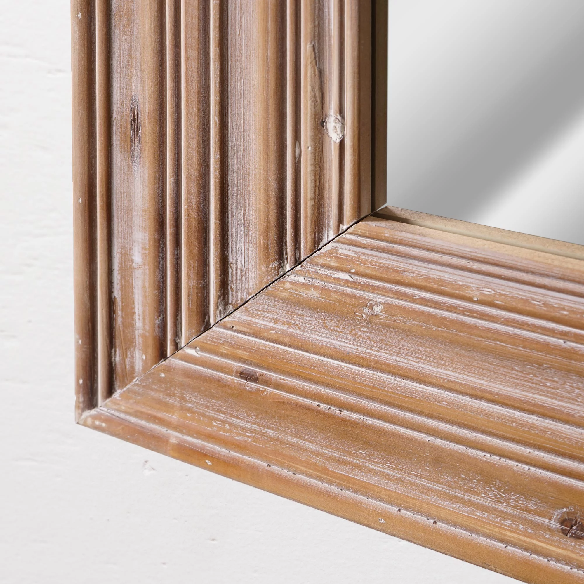 Head West Natural Whitewash Wood Farmhouse Wall Accent Mirror - 30 x 40