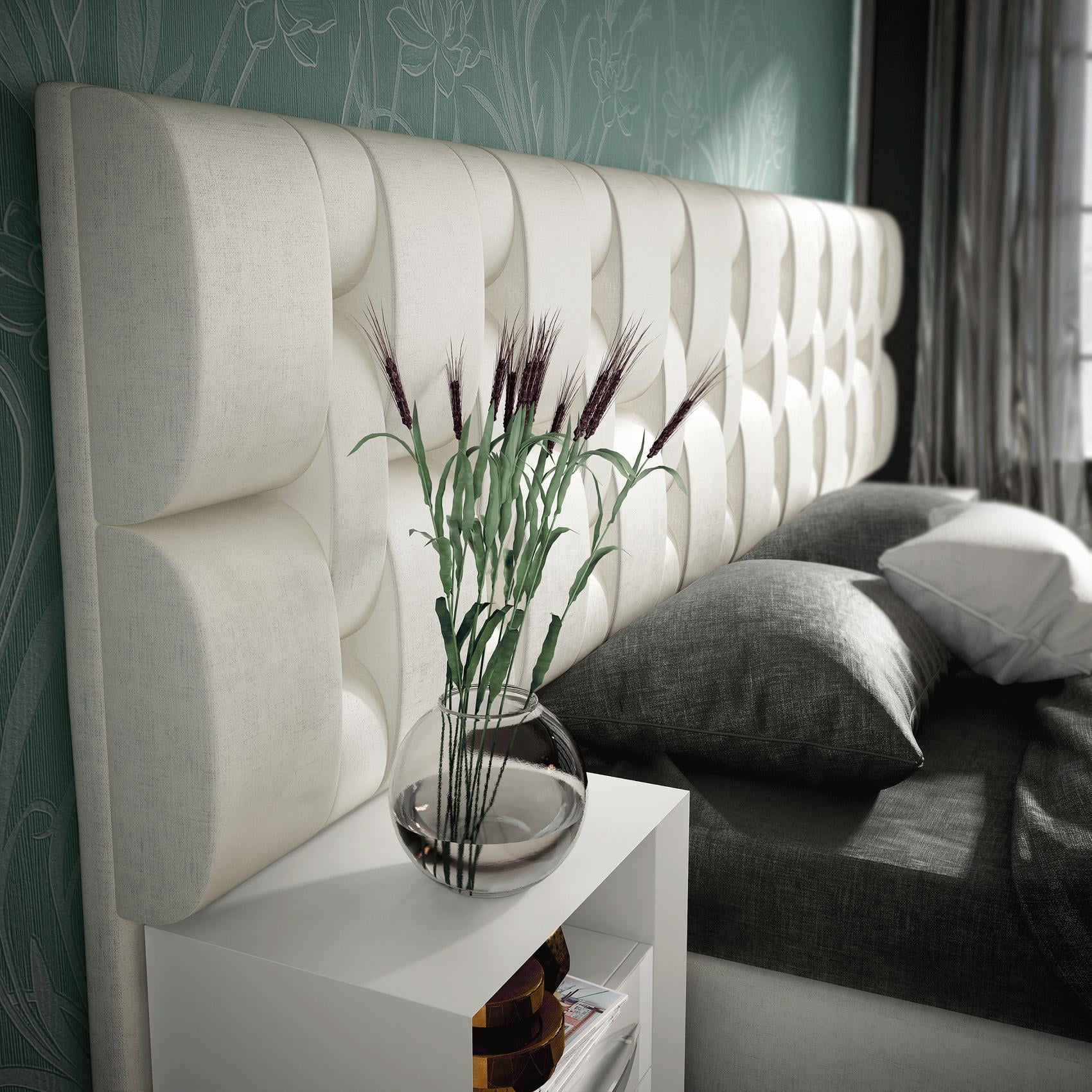 Glam Glossy White Emporio Queen Bedroom Set 3P ESF MADE IN SPAIN Contemporary
