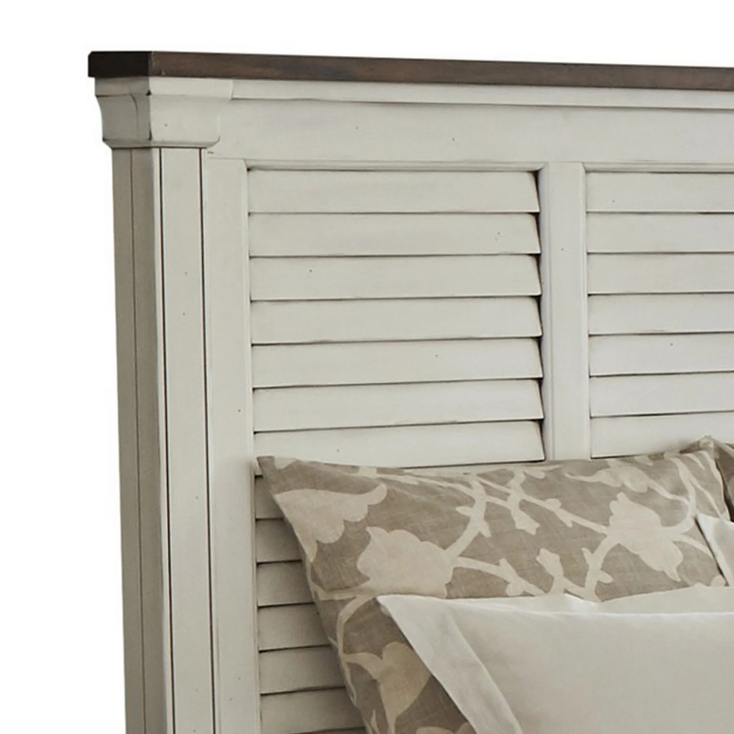 BenJara Ola California King Panel Bed, Shutter Style Headboard, Molded Trim, White