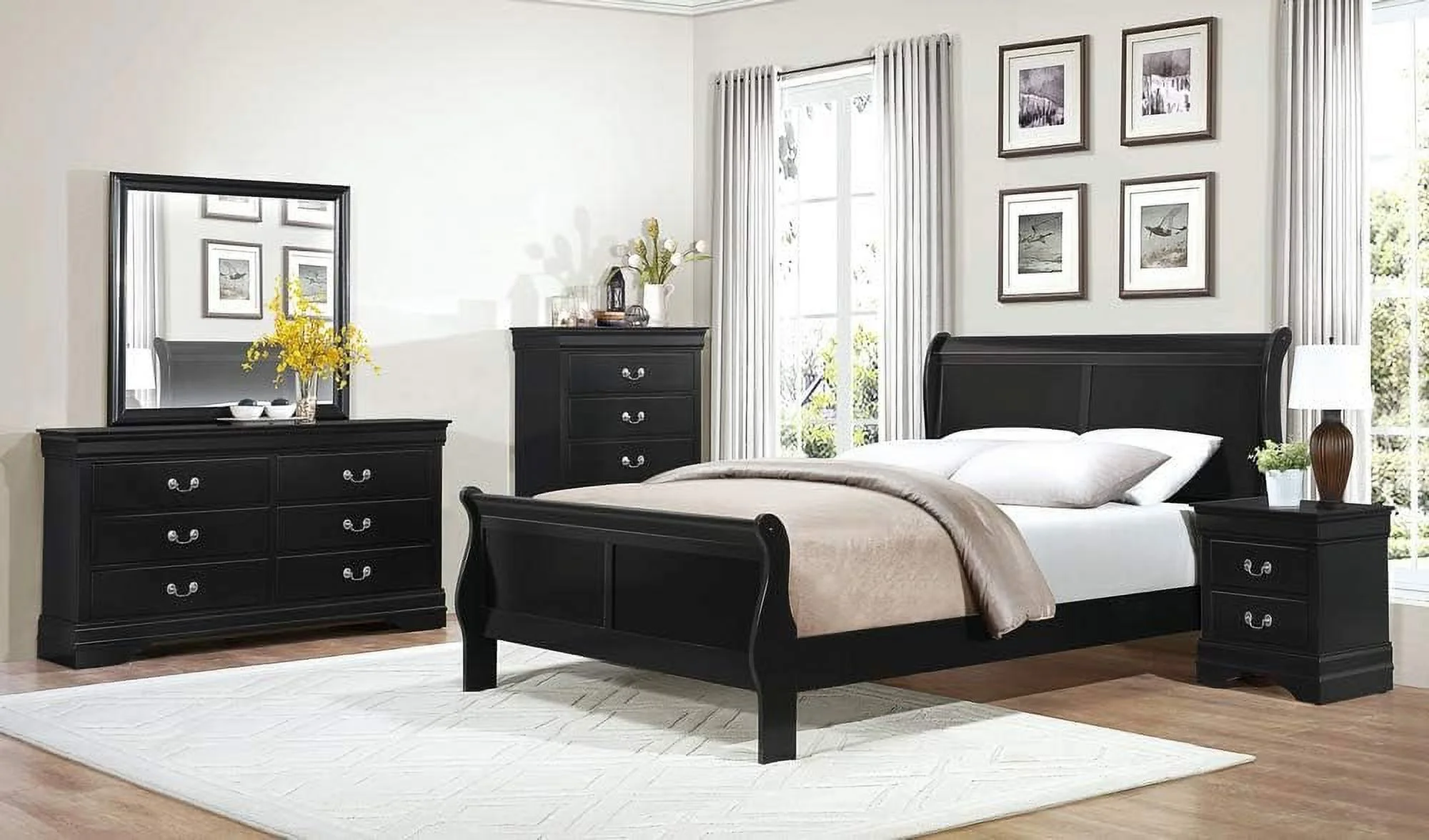 Lexicon Mayville Traditional Wood Full Sleigh Bed In Black