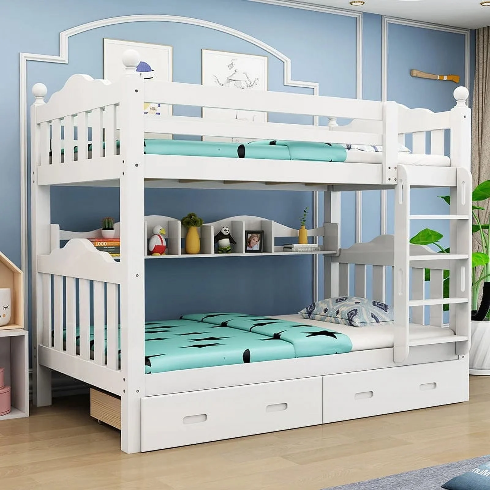 YQ FOREVER Children Bedroom Furniture Sets Modern Solid Wooden Bunk Bed for Kids