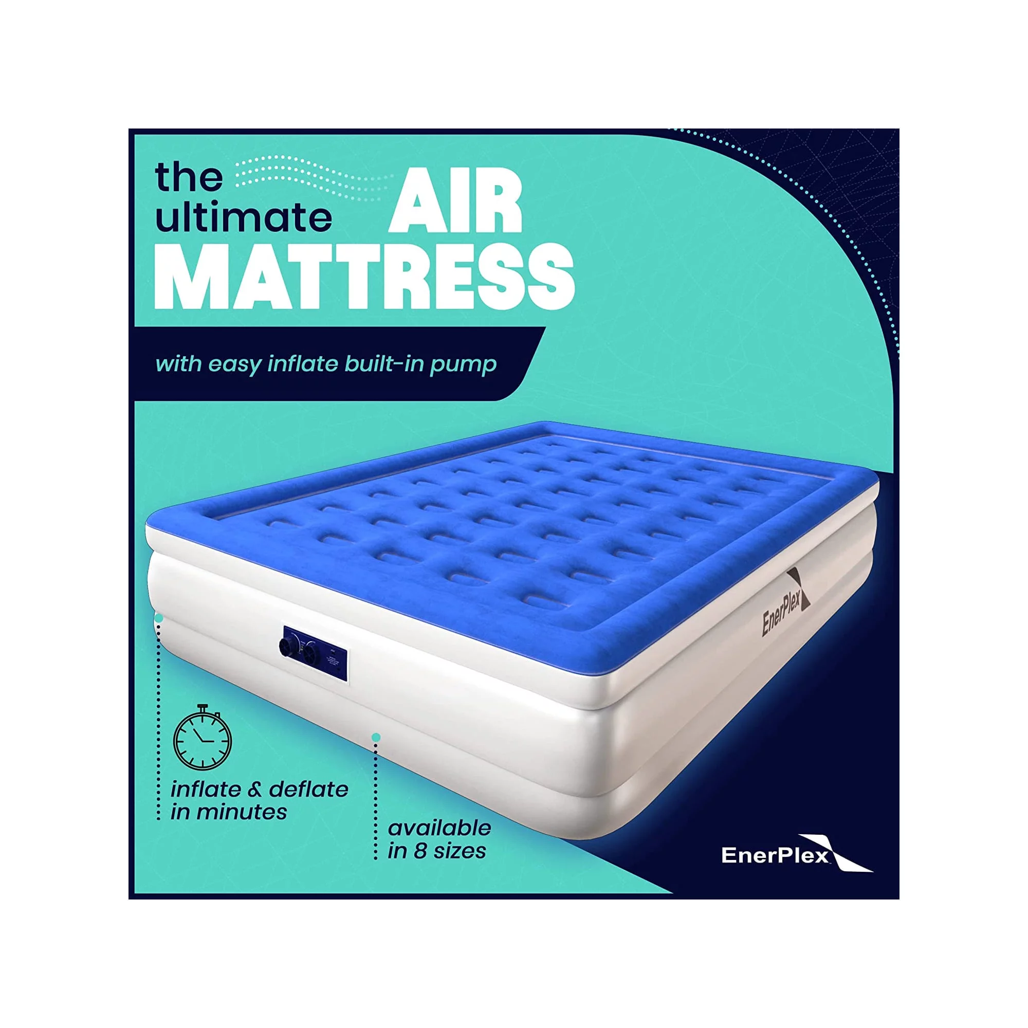 EnerPlex Air Mattress with Built-in Pump - Double Height Inflatable Mattress for Camping, Home & Portable Travel - Full, 16 Inch