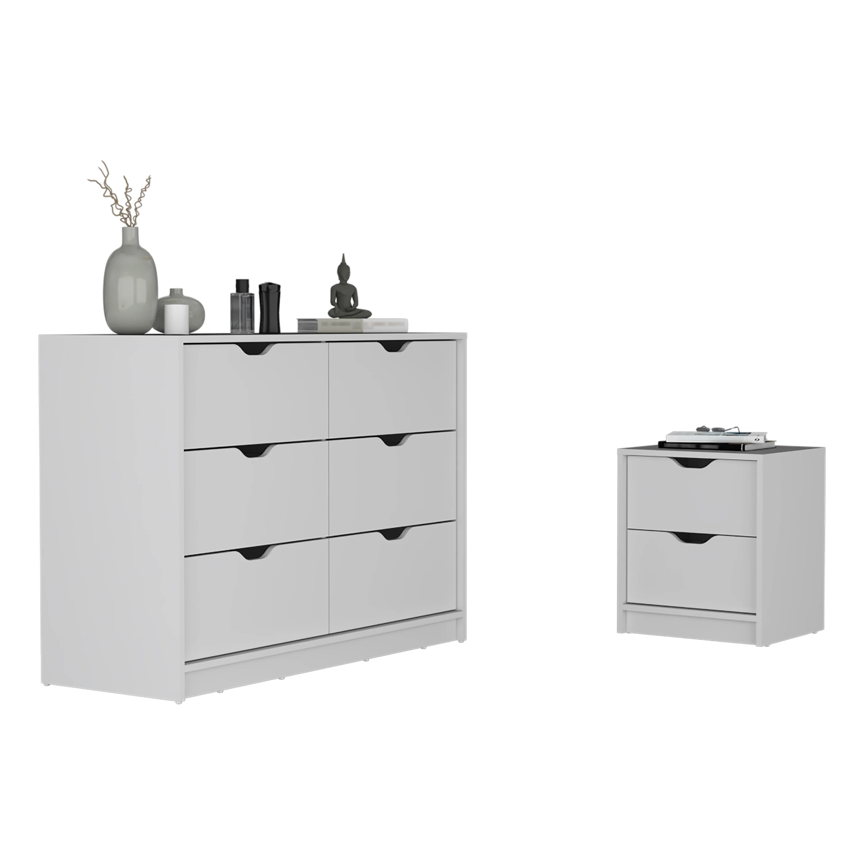 CoSoTower 2 Piece Bedroom Set, Nightstand + Dresser, White