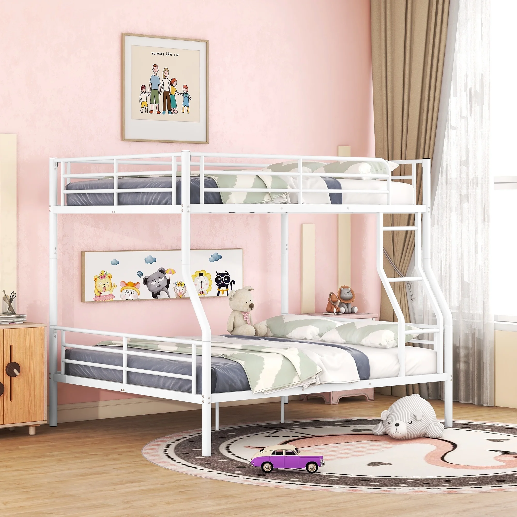CoSoTower Full XL Over Queen Metal Bunk Bed, White