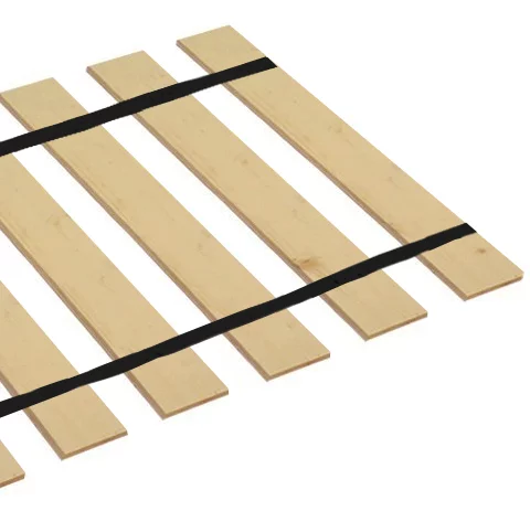 The Furniture King Full Size Wood Bed Slats Custom Platform Plank Bed Frame Support Bunkie Boards Attached with Black Strapping 54.75