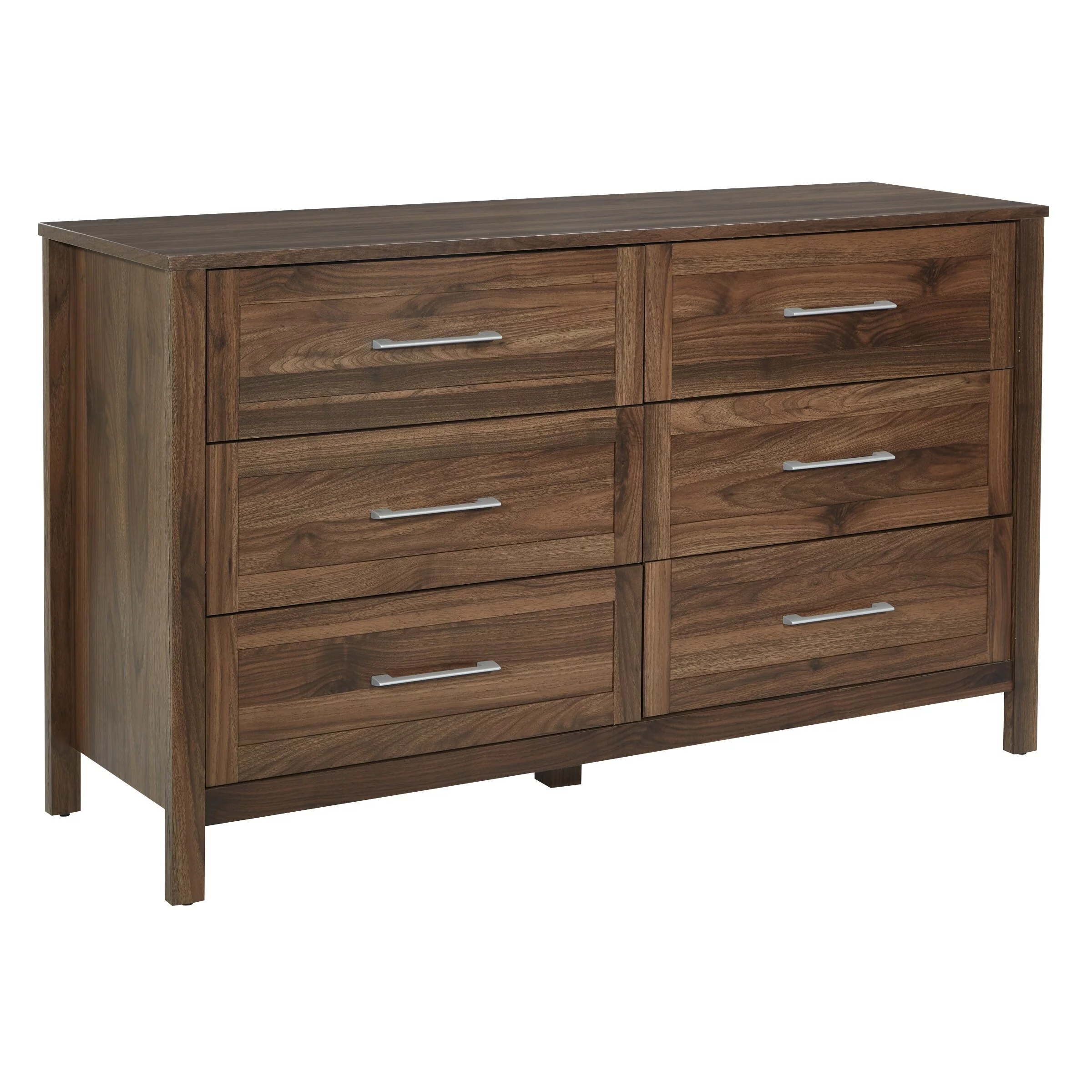Stonebrook 6-Drawer Horizontal Dresser in Wood Classic Walnut Finish
