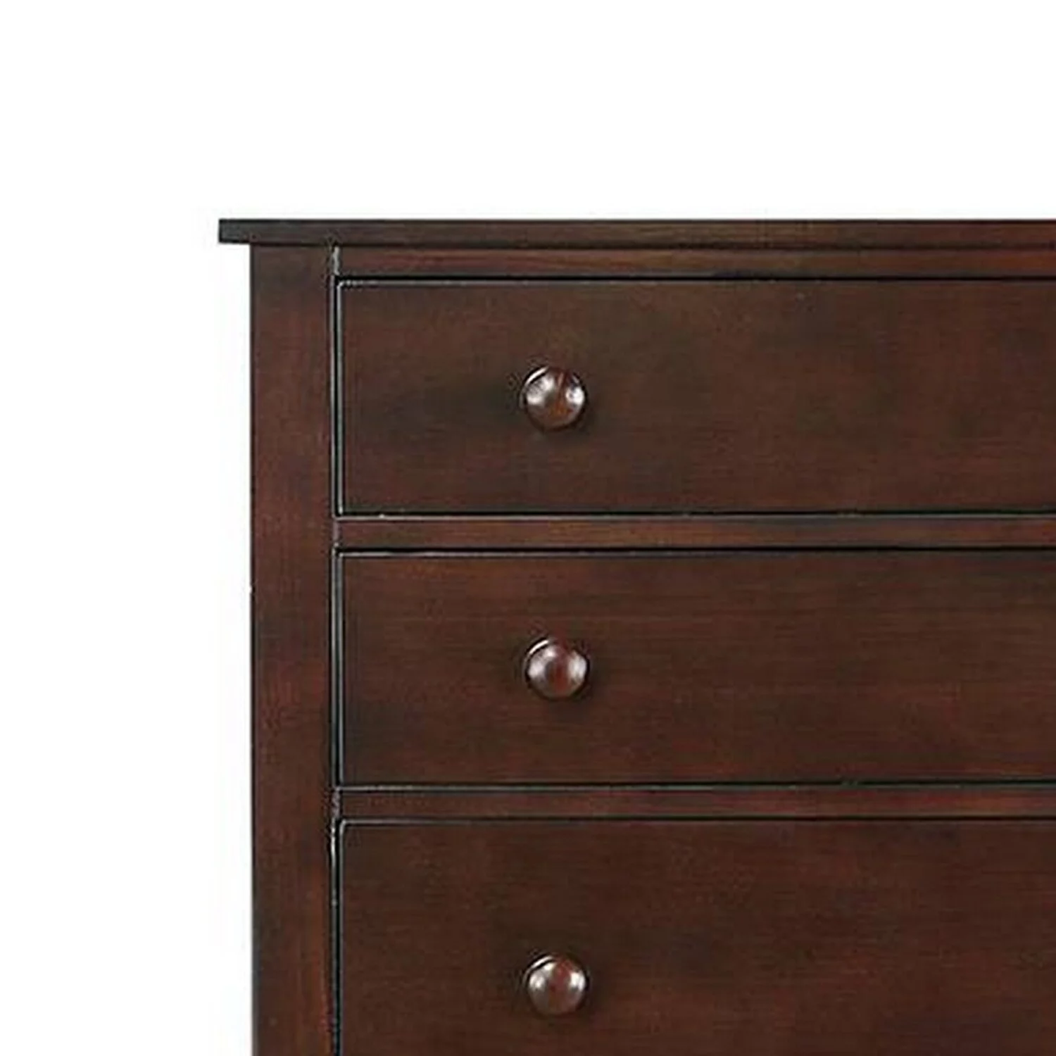 Benjara 48 Inches 5 Drawer Wooden Chest with Round Knobs, Brown