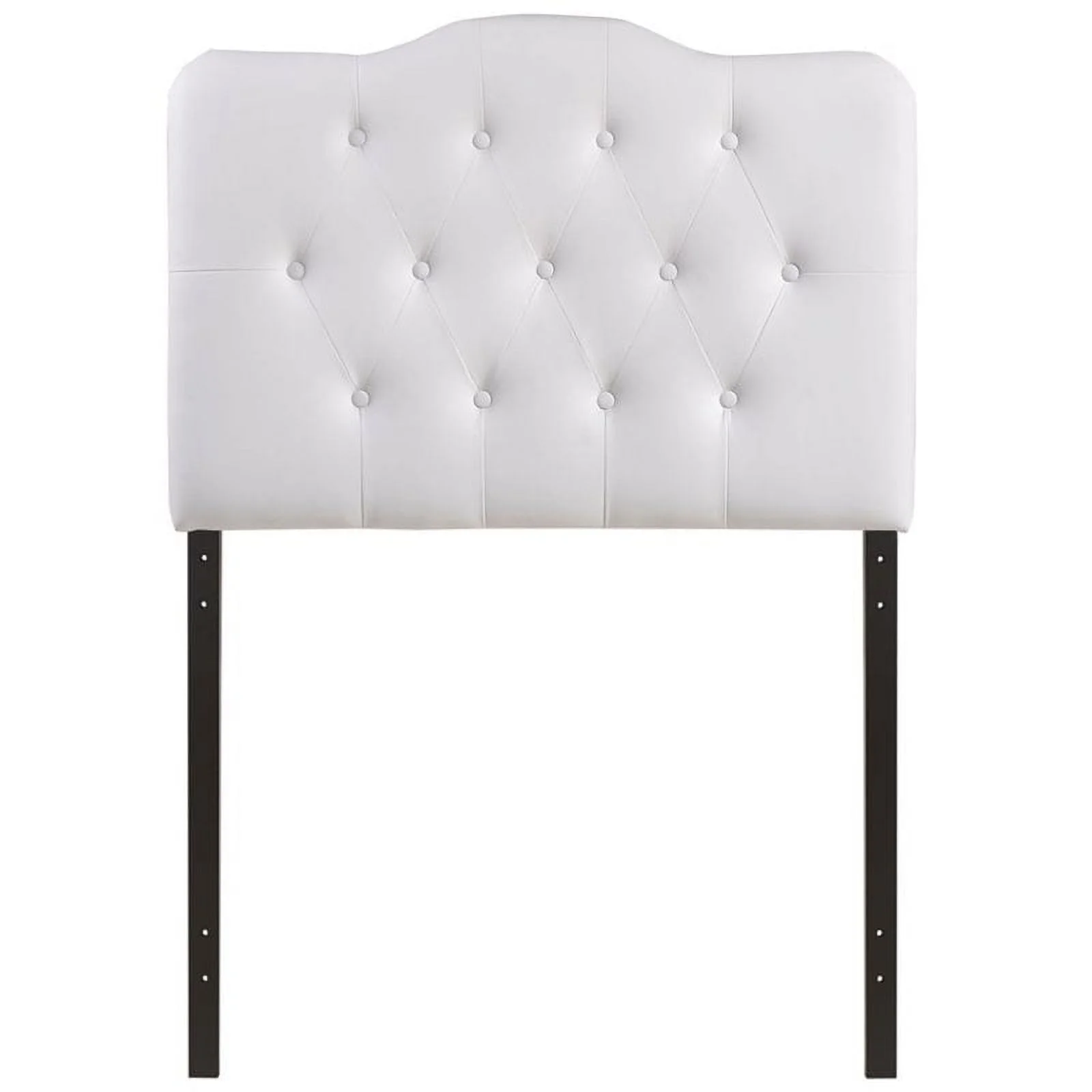 Roseberry Kids Modern Vinyl Twin Tufted Panel Headboard with Wood Frame in White