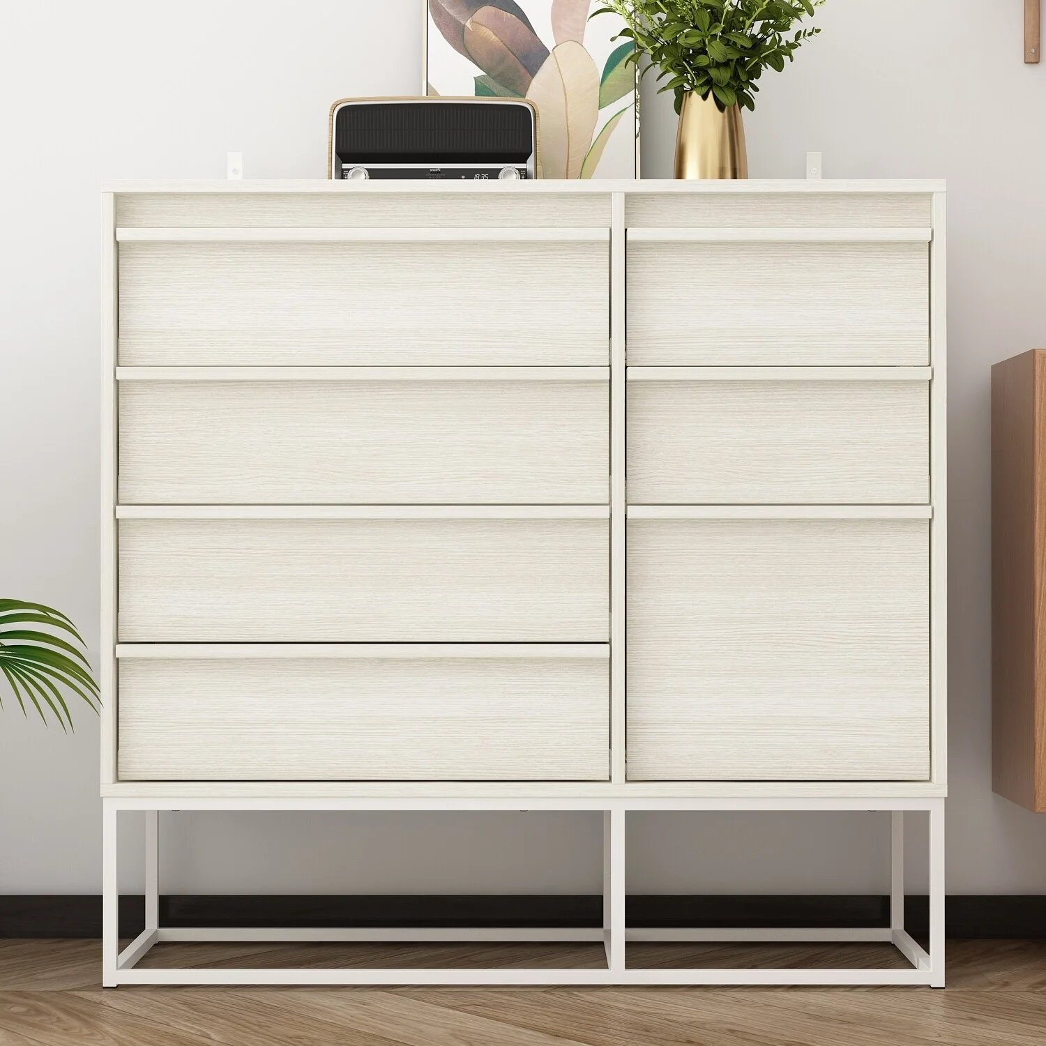 FUFU&GAGA Effortlessly Chic Wooden Chest - 7 Drawers for Any Room Entryway Table