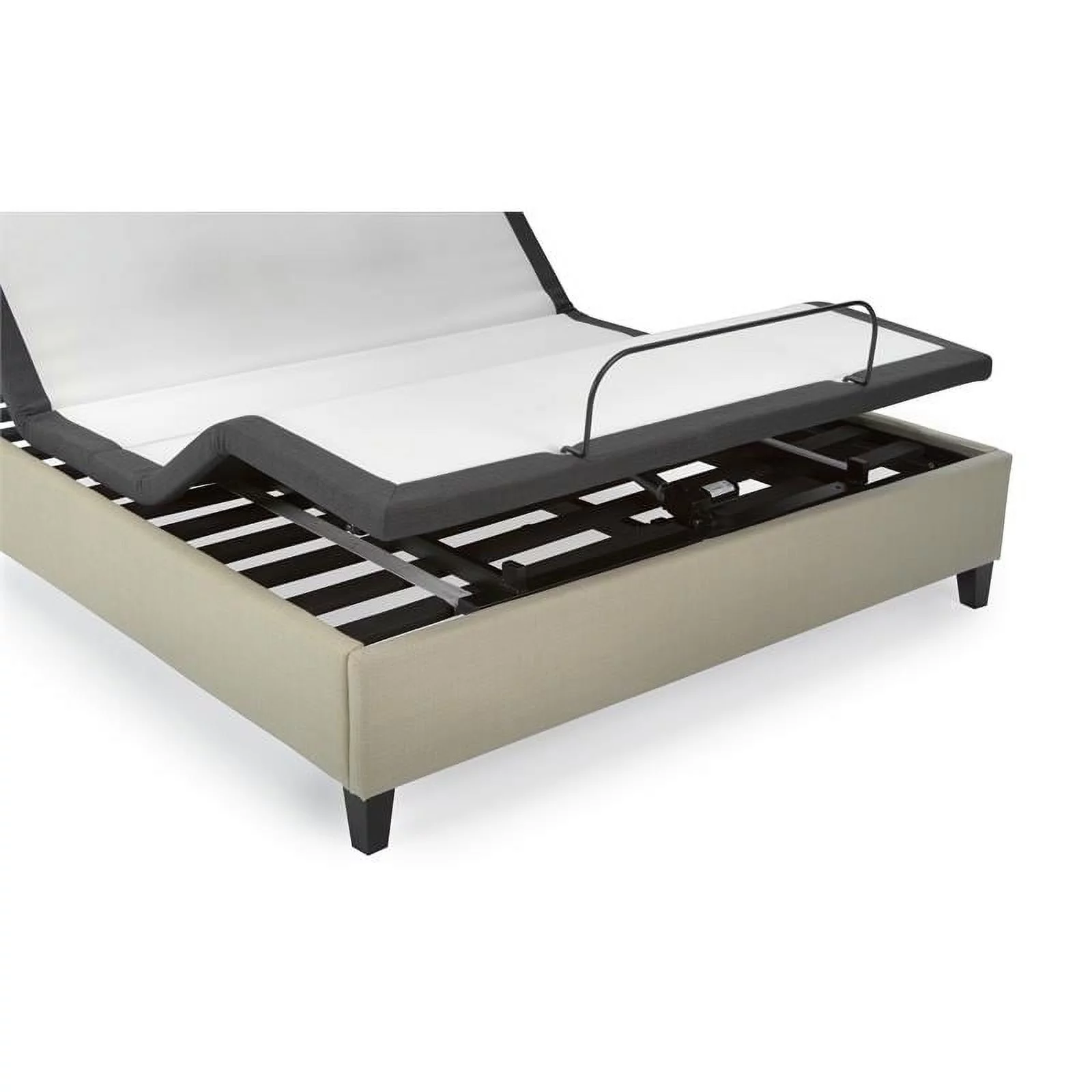 Pemberly Row Modern Metal Model Z Adjustable Queen Bed Base in Black